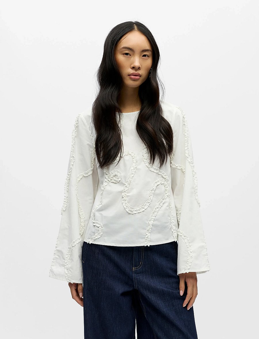 Object - OBJENESA L/S RE TOP E AW FAIR 25 - langärmelige blusen - cloud dancer - 3