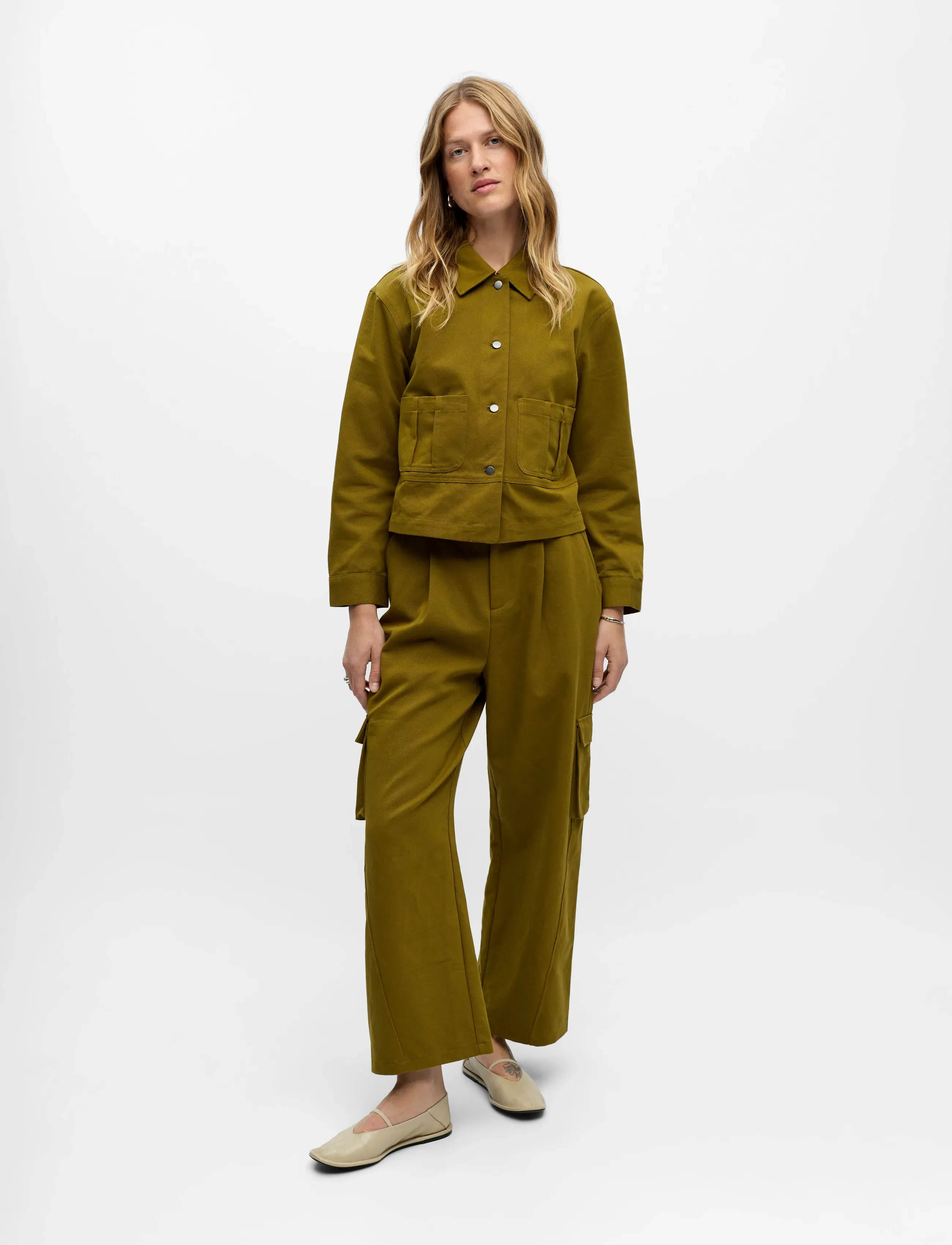 Object OBJHALIA SHORT RE JACKET E AW FAIR 25 - Kläder - FIR GREEN / khaki/green