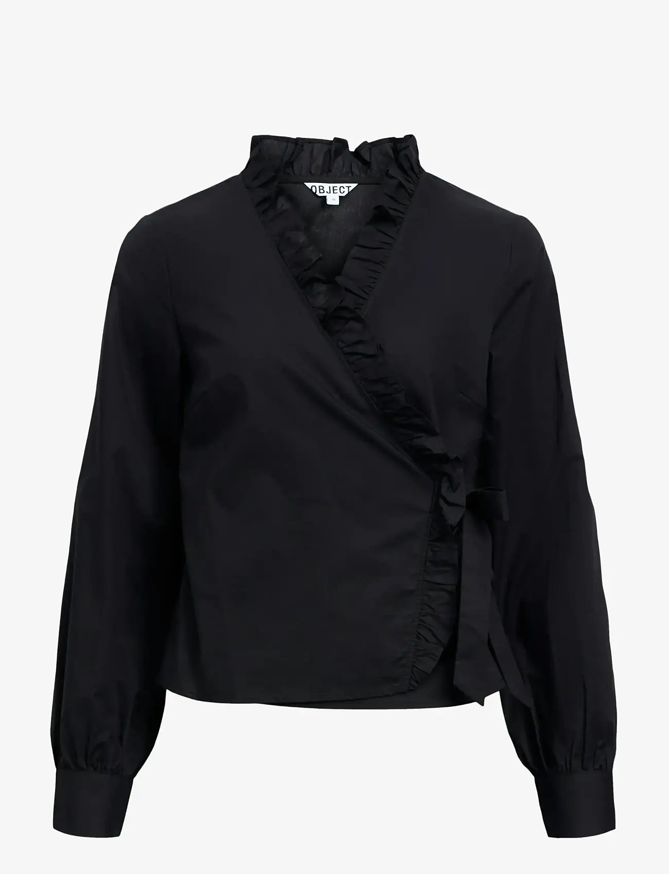 Object - OBJHOPE L/S WRAP SHIRT E AW FAIR 25 - long-sleeved shirts - black - 1