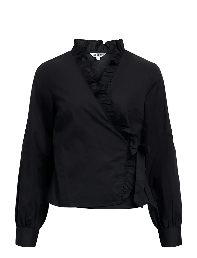 Object - OBJHOPE L/S WRAP SHIRT E AW FAIR 25 - langärmlige hemden - black - 1