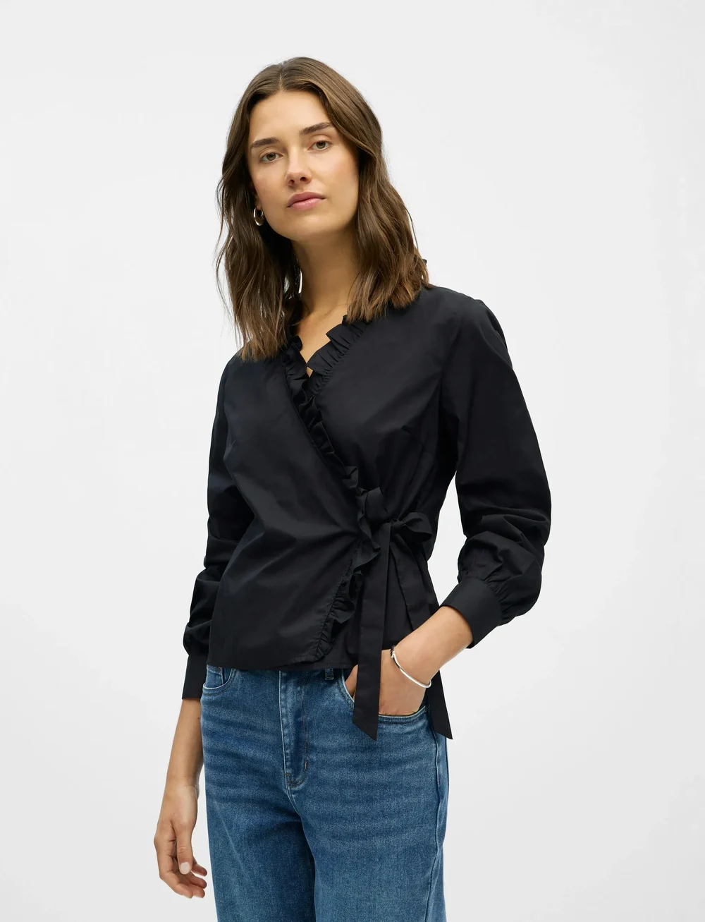 Object - OBJHOPE L/S WRAP SHIRT E AW FAIR 25 - langærmede skjorter - black - 0