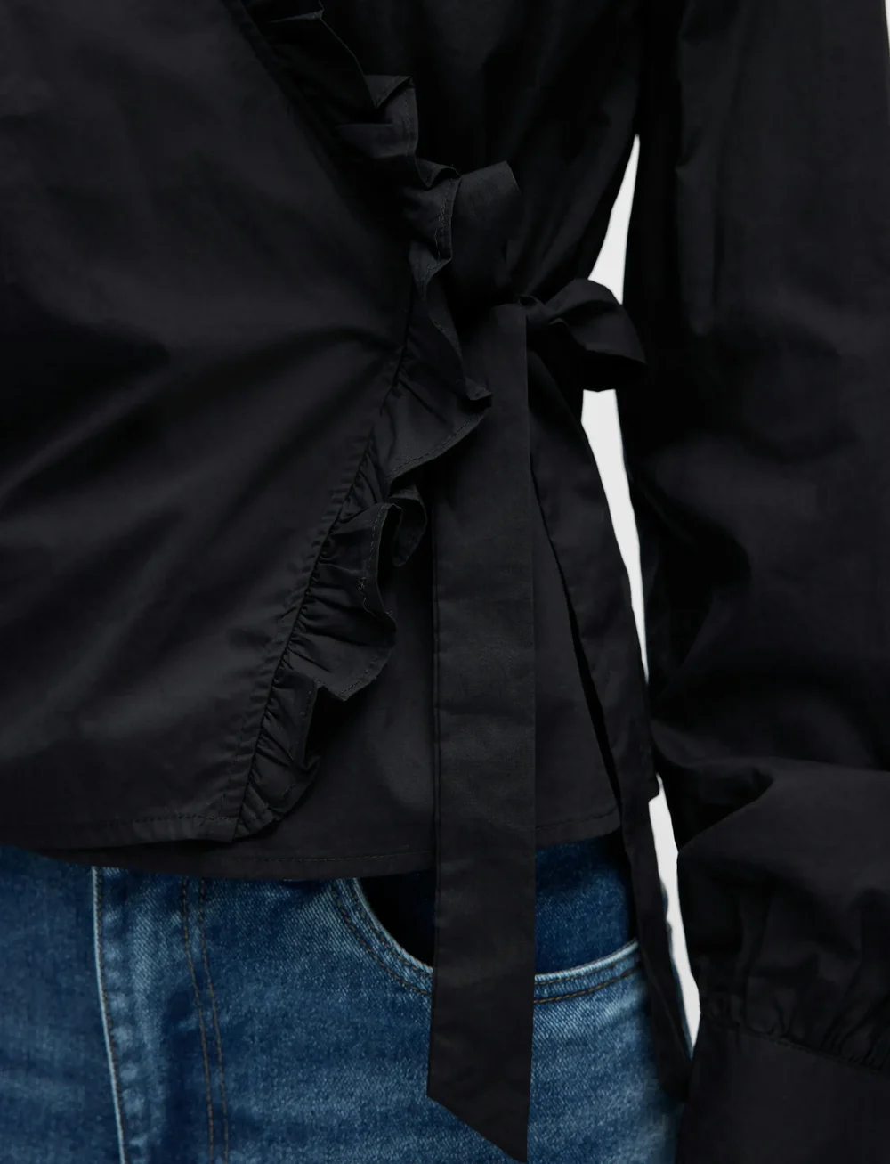 Object - OBJHOPE L/S WRAP SHIRT E AW FAIR 25 - langærmede skjorter - black - 3