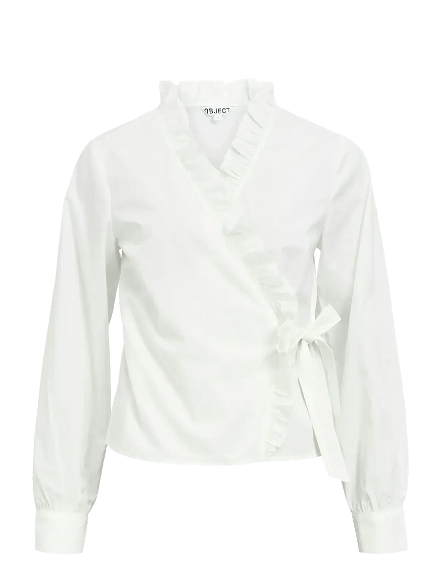 Object - OBJHOPE L/S WRAP SHIRT E AW FAIR 25 - langärmlige hemden - cloud dancer - 1