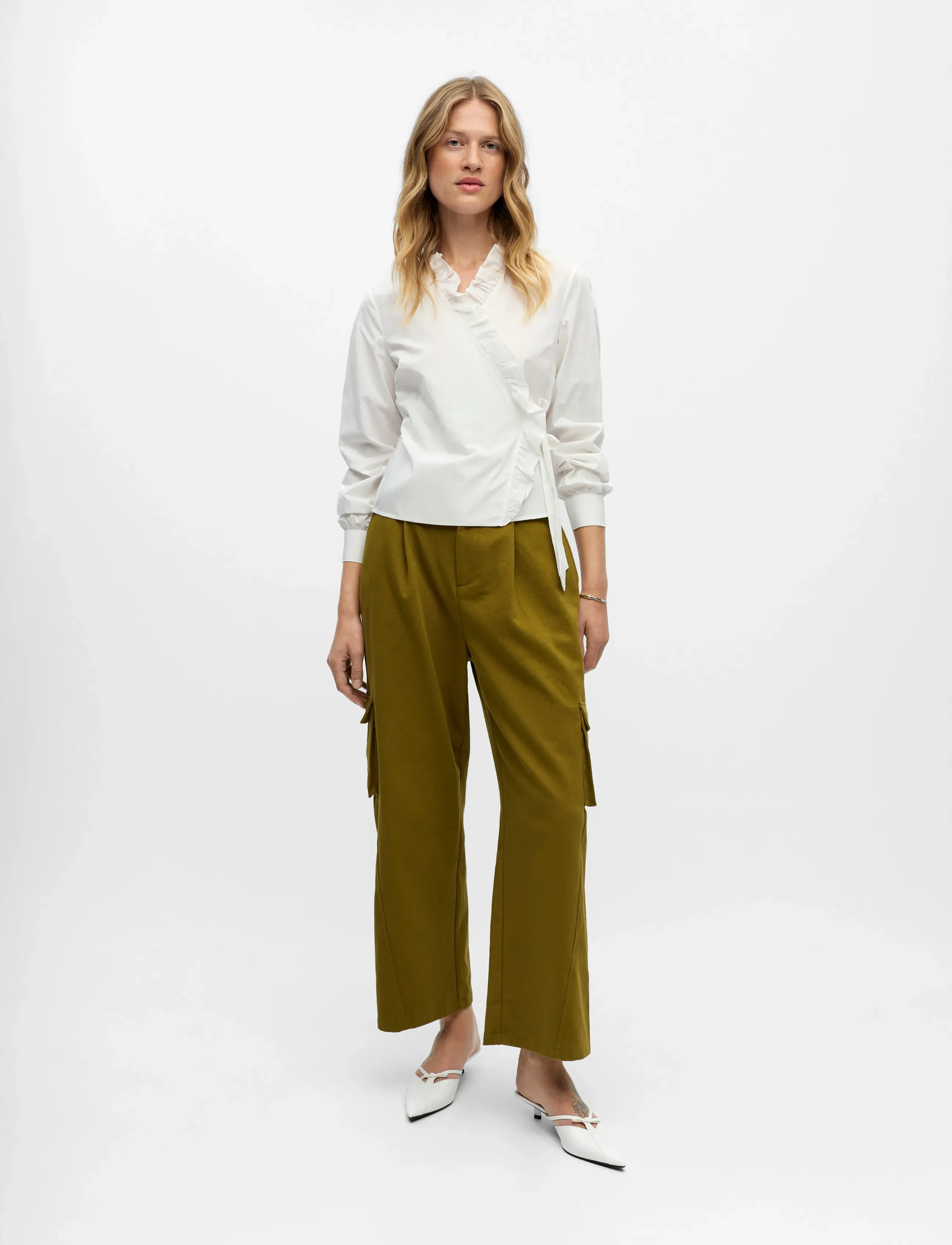 Object OBJHOPE L/S WRAP SHIRT E AW FAIR 25 - Hemden - CLOUD DANCER / white