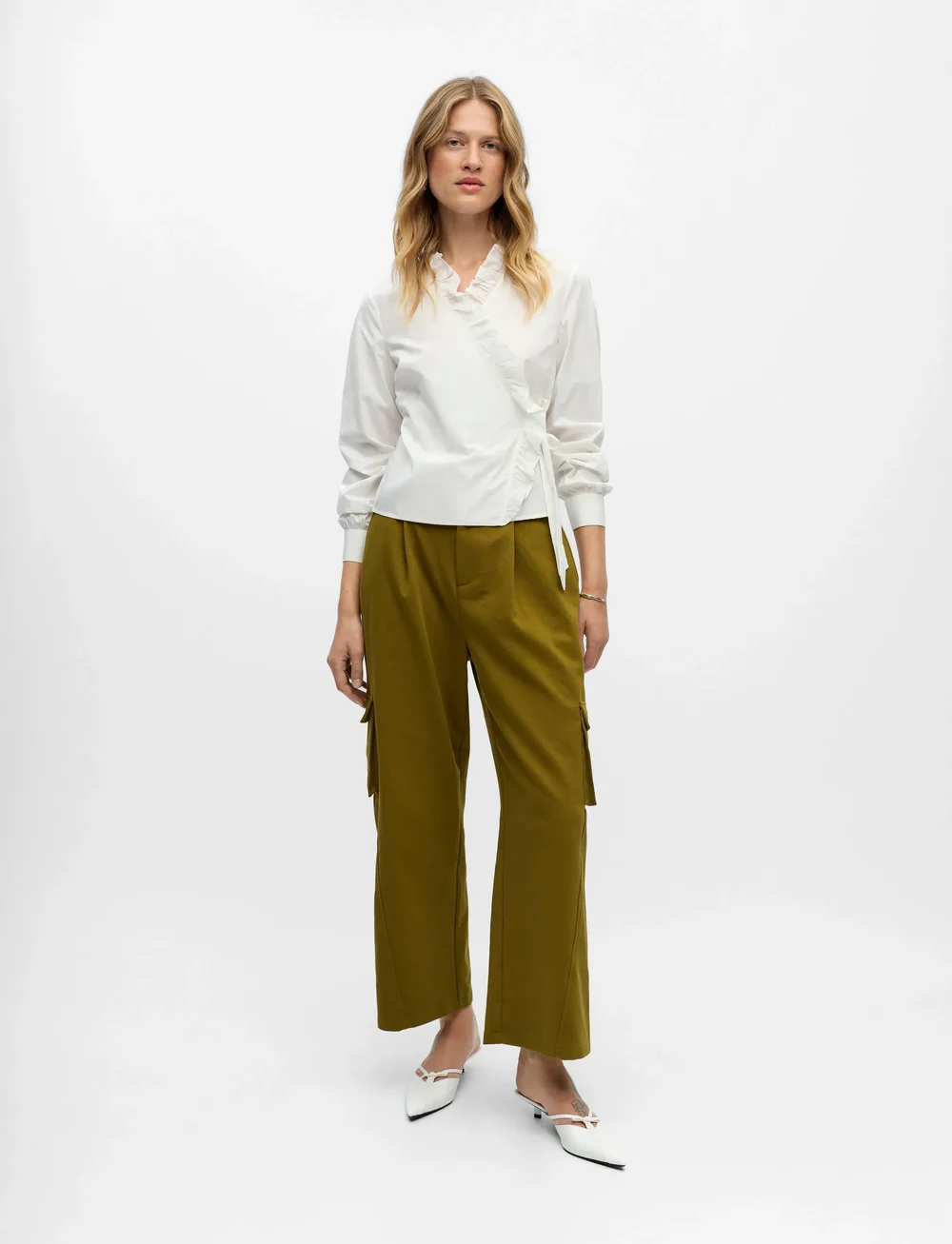 Object - OBJHOPE L/S WRAP SHIRT E AW FAIR 25 - langærmede skjorter - cloud dancer - 0