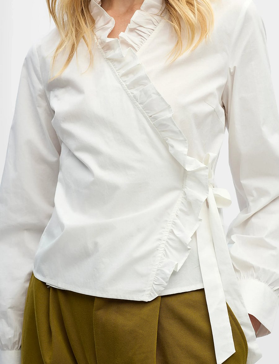 Object - OBJHOPE L/S WRAP SHIRT E AW FAIR 25 - langärmlige hemden - cloud dancer - 4