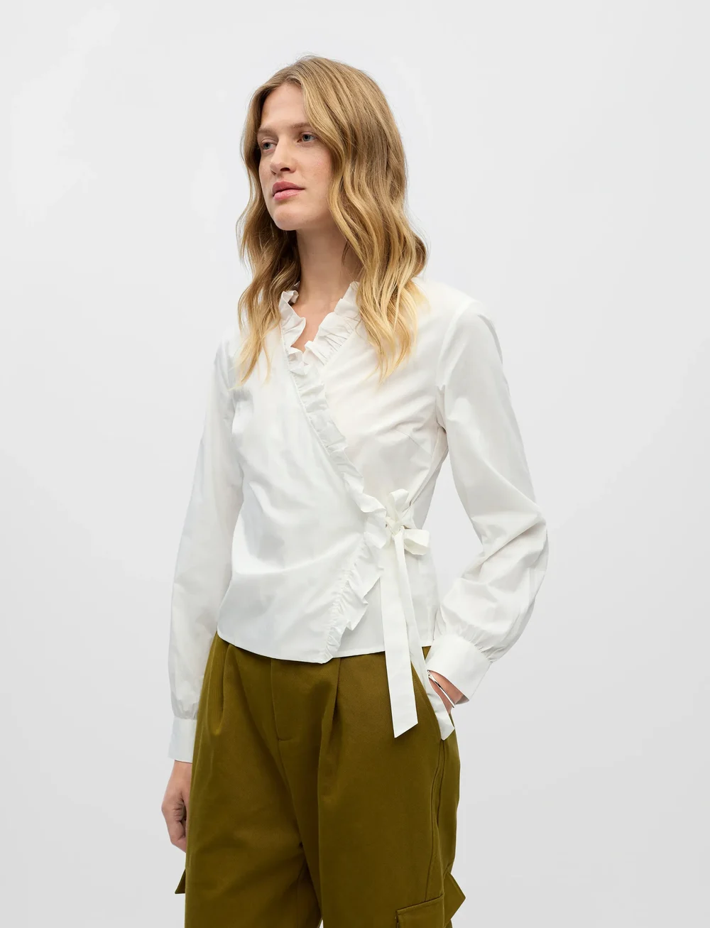 Object - OBJHOPE L/S WRAP SHIRT E AW FAIR 25 - langærmede skjorter - cloud dancer - 5