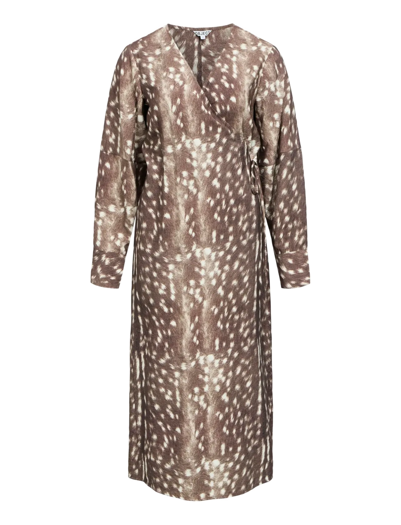 OBJECT Objbetri L/S Wrap Long Kleid Aw Fair 25 Braun - 44 - Damen