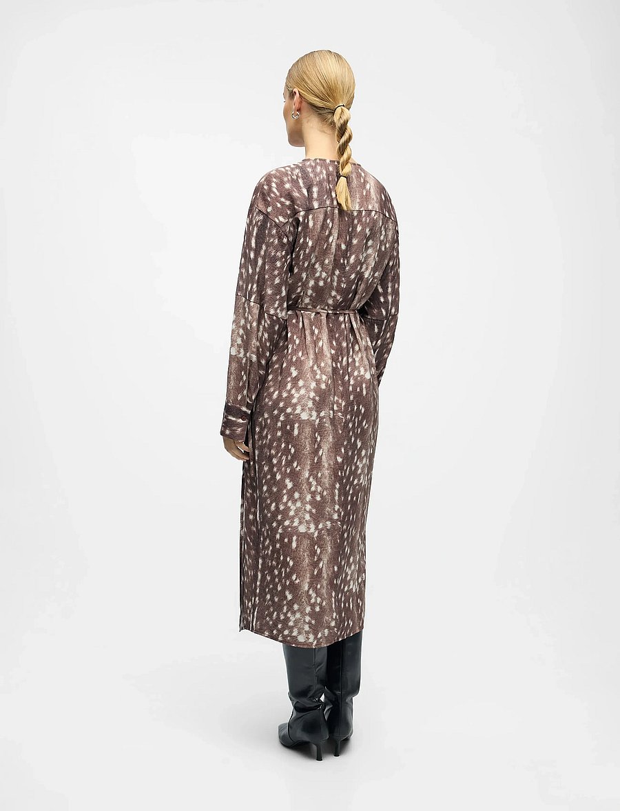 Object - OBJBETRI L/S WRAP LONG DRESS AW FAIR 25 - slå-om-kjoler - cocoa brown - 2