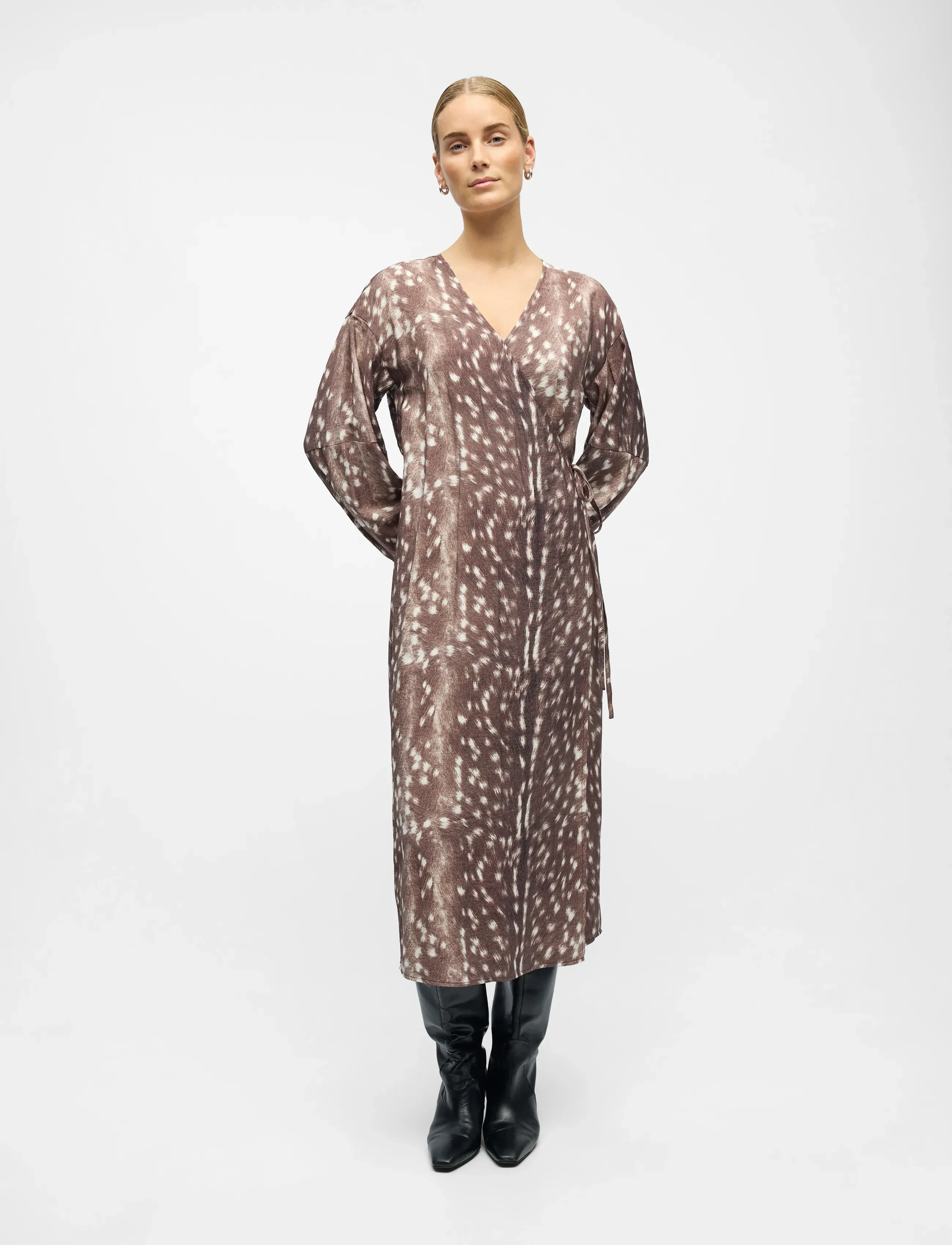 Object - OBJBETRI L/S WRAP LONG DRESS AW FAIR 25 - slå-om-kjoler - cocoa brown - 3