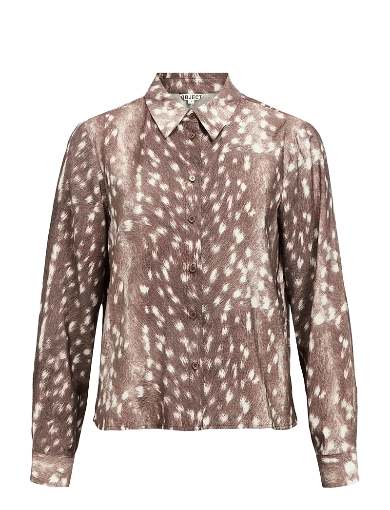 Object - OBJBETRI L/S RE SHIRT E AW FAIR 25 - langærmede bluser - cocoa brown - 0