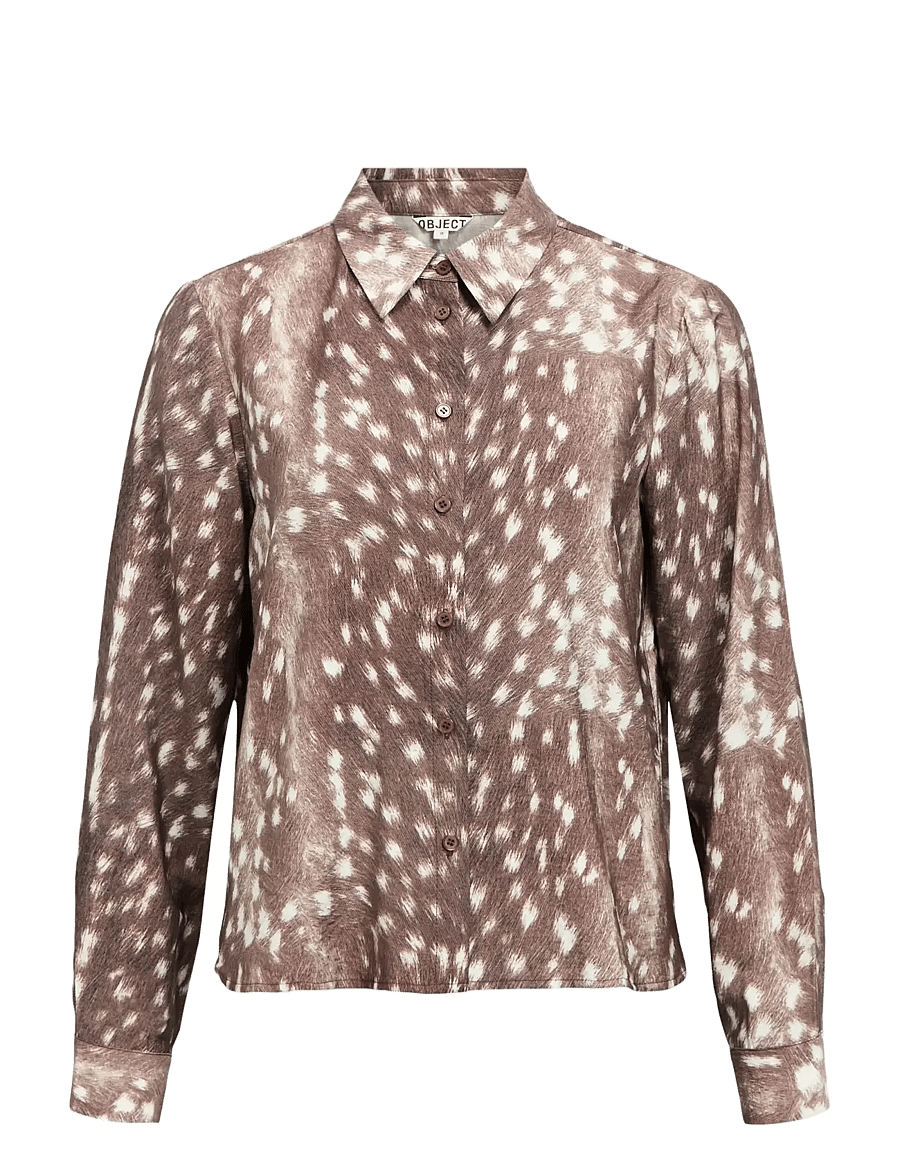 Object - OBJBETRI L/S RE SHIRT E AW FAIR 25 - langärmelige blusen - cocoa brown - 0