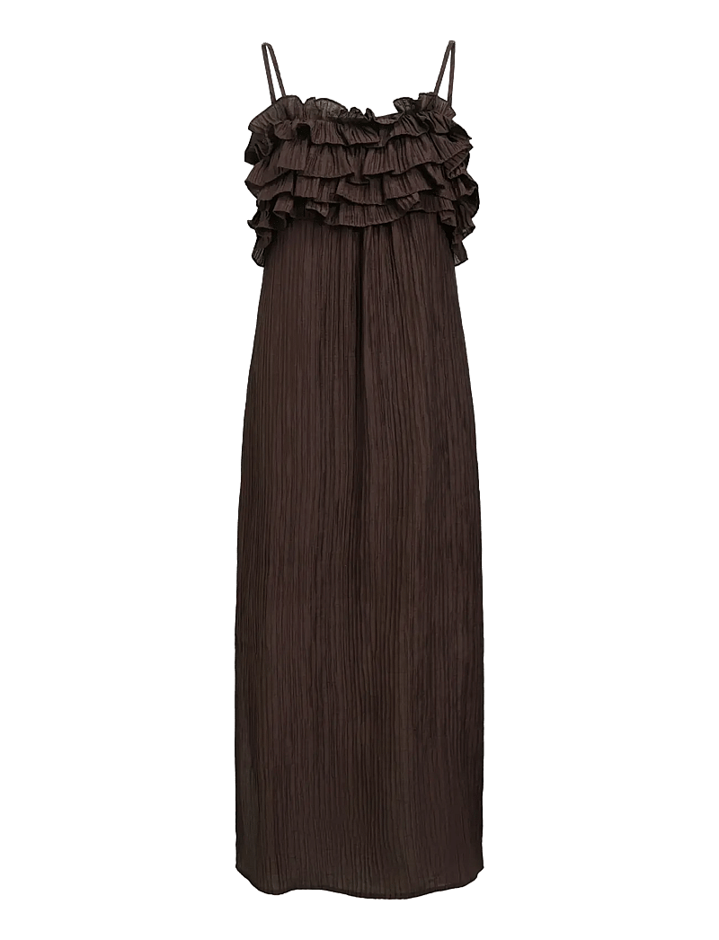 Object - OBJLYNE S/L RE LONG DRESS 144 - festklänningar - seal brown - 1