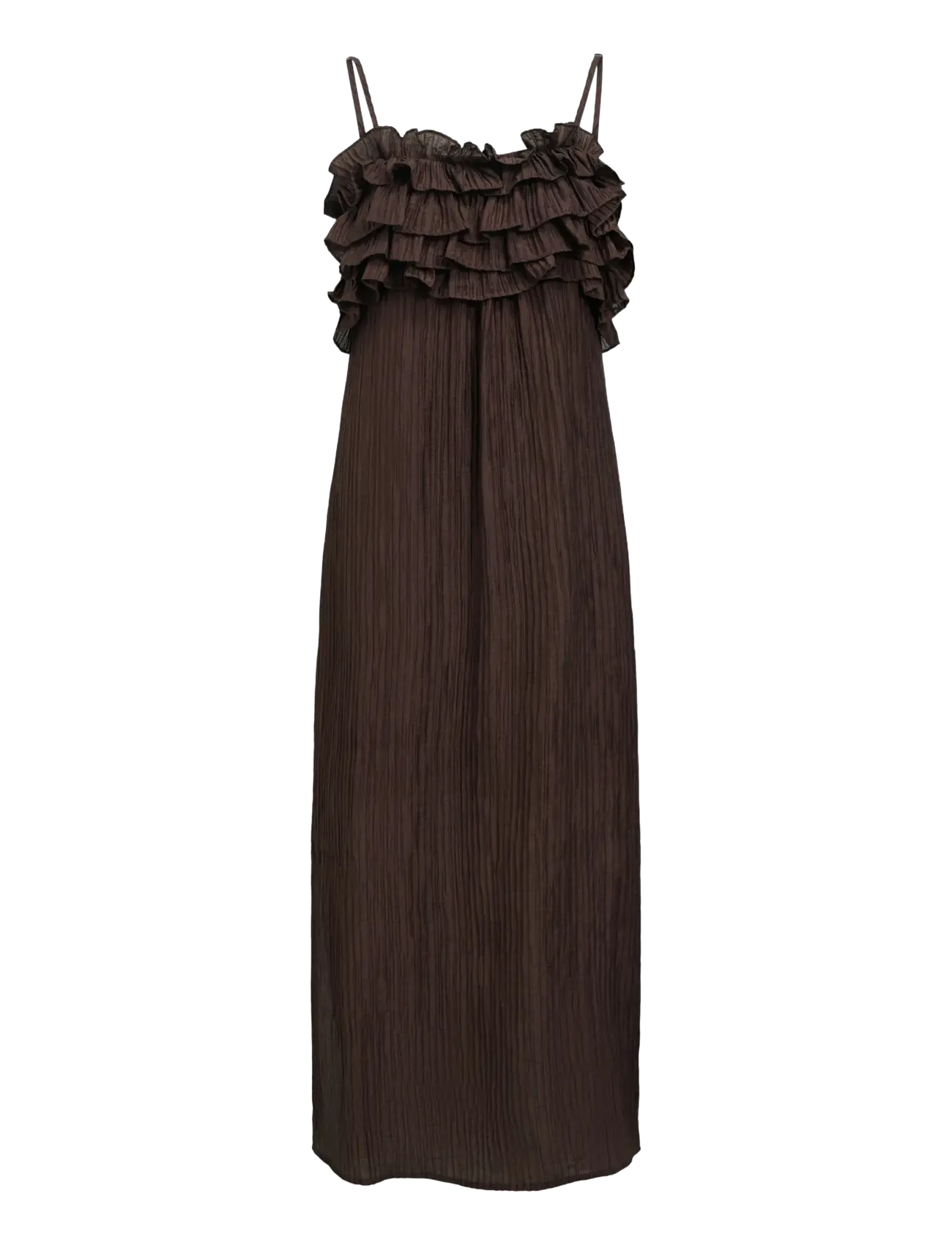 Object OBJLYNE S/L RE LONG DRESS 144 - Maxiklänningar - SEAL BROWN / brown