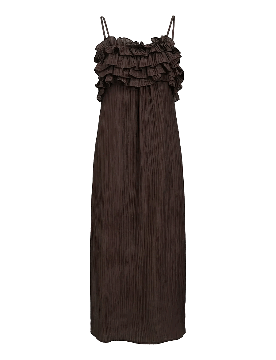 Object - OBJLYNE S/L RE LONG DRESS 144 - pidulikud kleidid - seal brown - 1