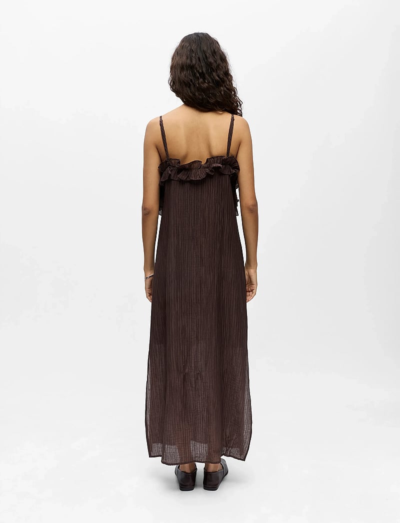 Object - OBJLYNE S/L RE LONG DRESS 144 - festklänningar - seal brown - 2