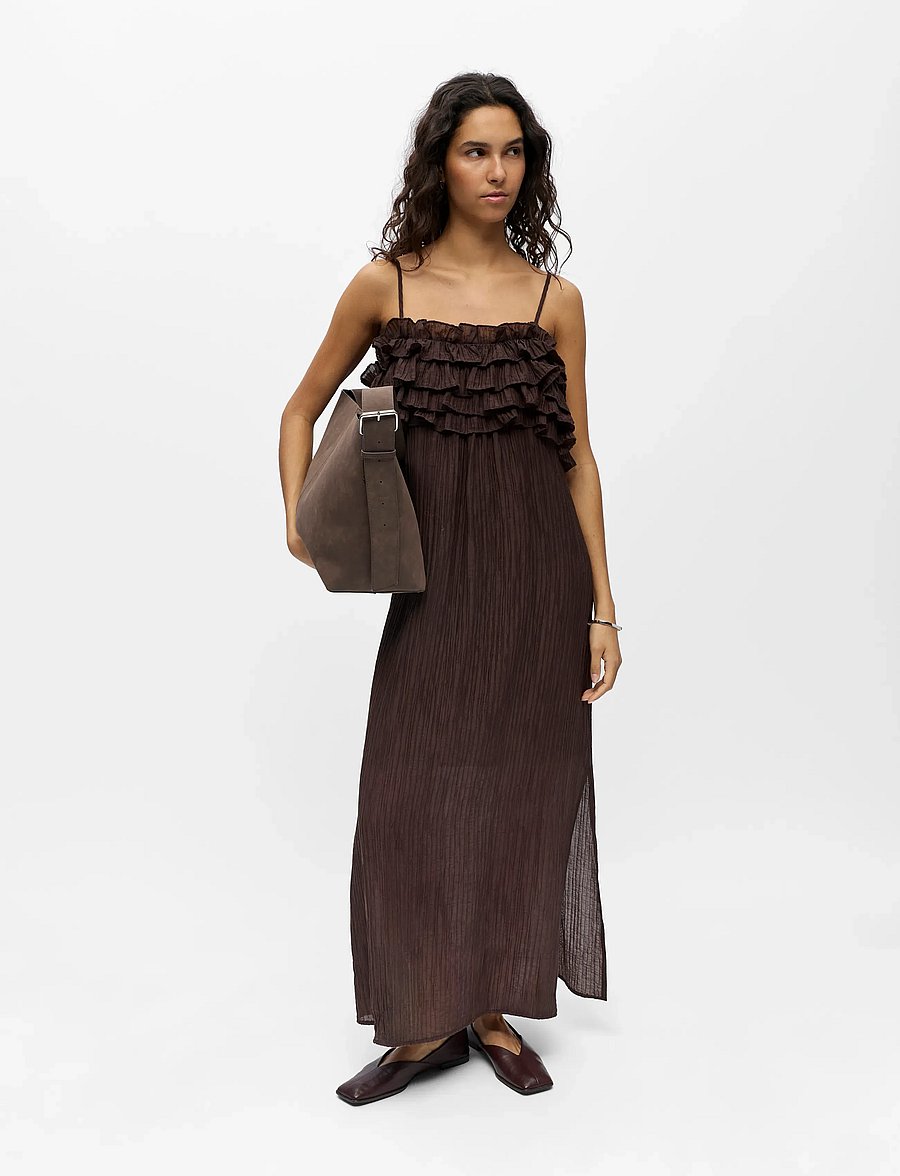 Object - OBJLYNE S/L RE LONG DRESS 144 - pidulikud kleidid - seal brown - 3