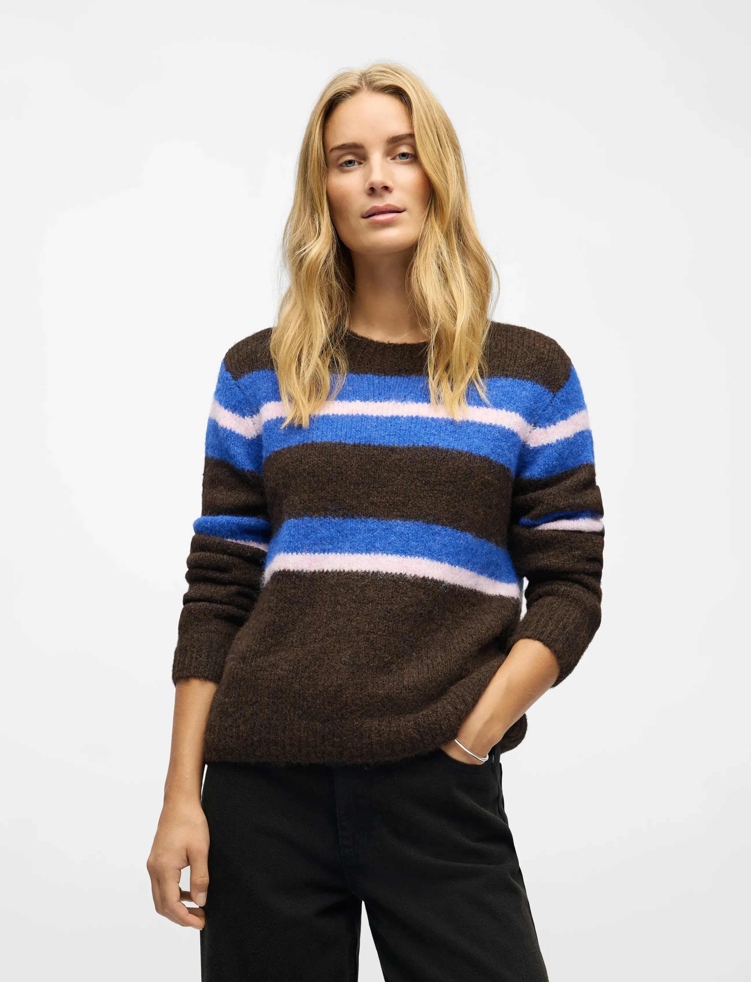 Object Objgalia L/S Re Knit Pullover Aw Fair 25, XS, Brown, Strik > Trøjer, Dame