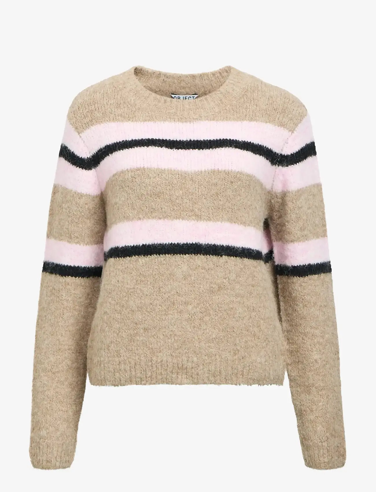 Object - OBJGALIA L/S RE KNIT PULLOVER AW FAIR 25 - striktrøjer - humus - 1