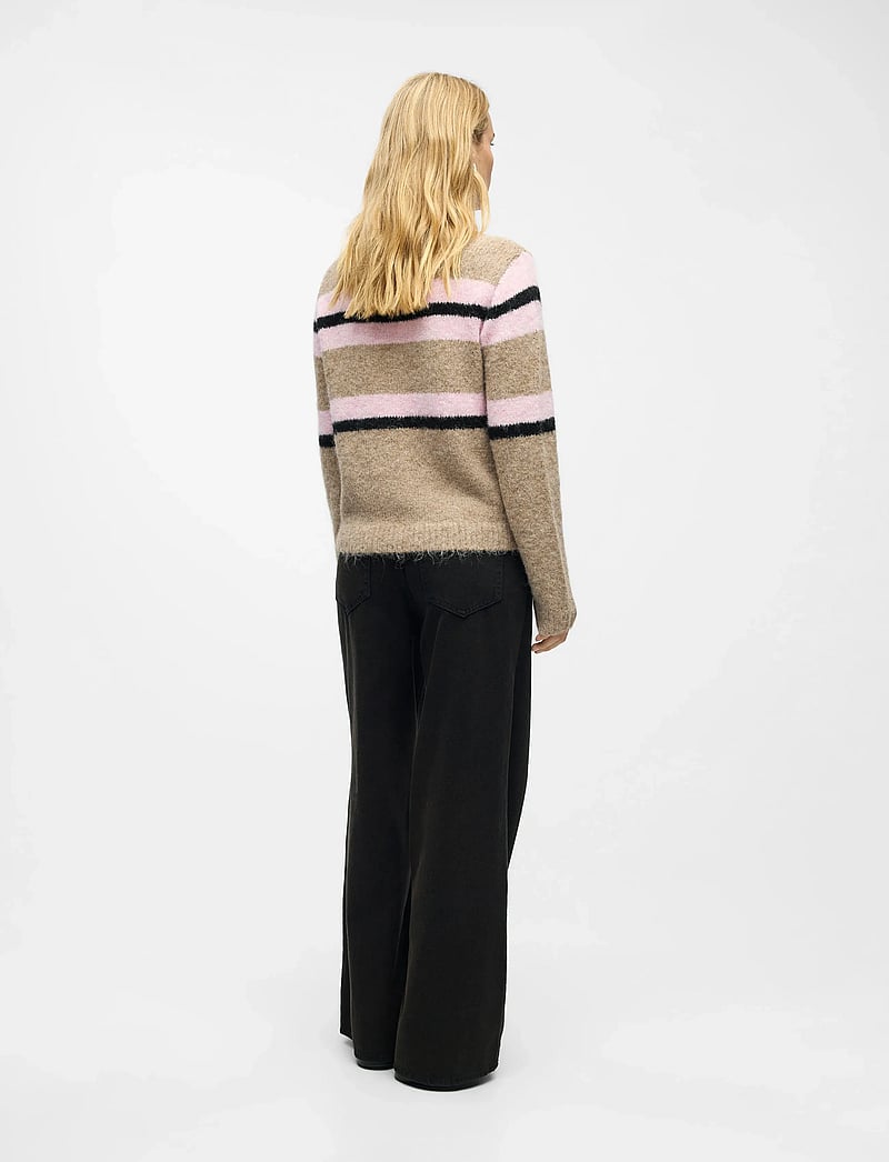 Object - OBJGALIA L/S RE KNIT PULLOVER AW FAIR 25 - striktrøjer - humus - 2