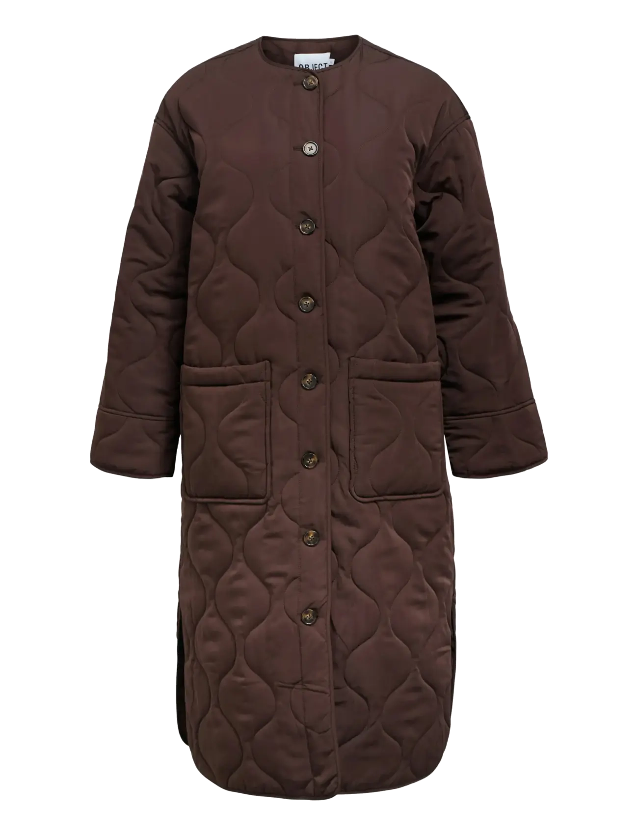 OBJECT Objallie Ls Lo Long Quilt Jacke Aw Fa25 Braun - 38 - Damen