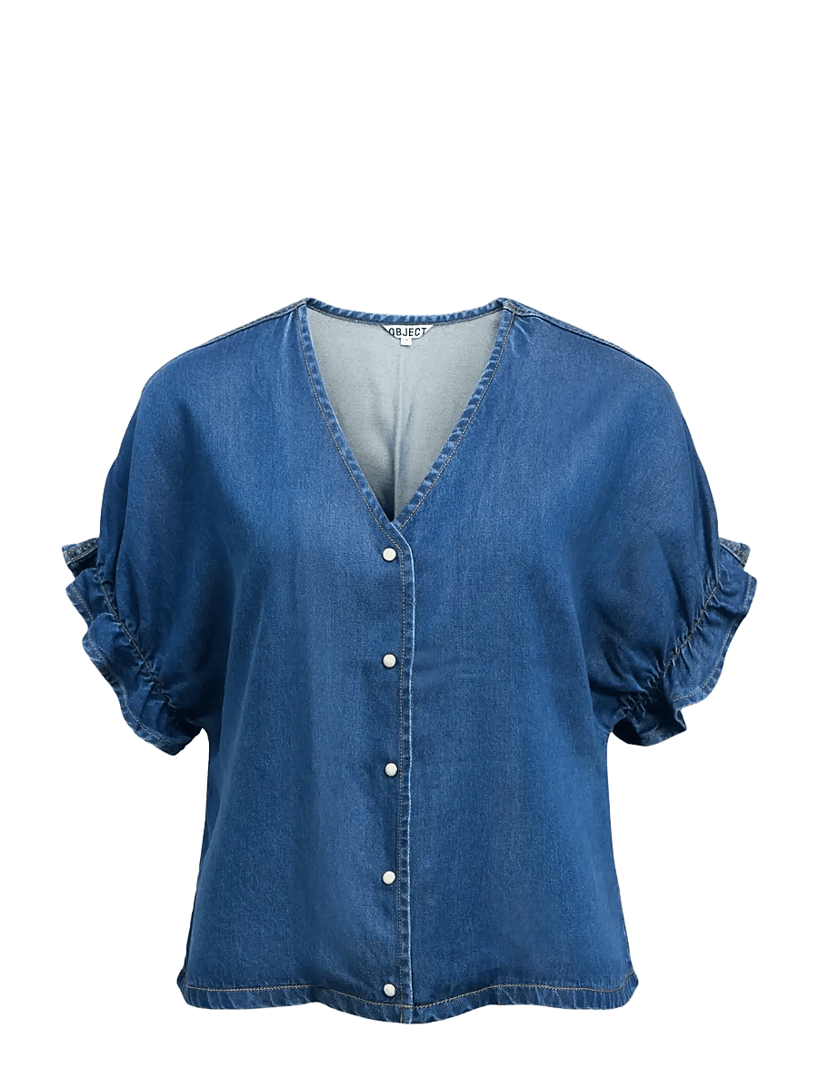Object - OBJFRAME 2/4 V-NECK RE TOP NOOS - farkkupaidat - medium blue denim - 1