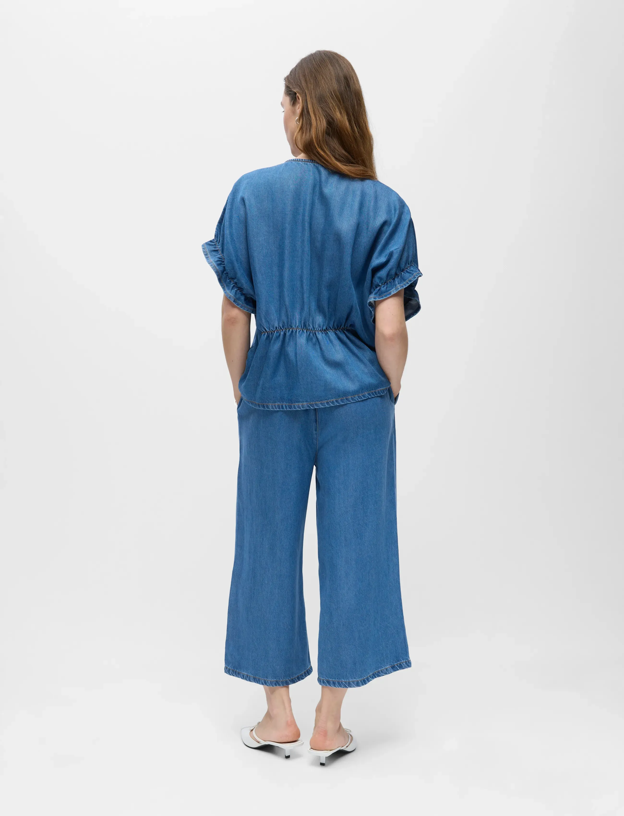 Object - OBJFRAME 2/4 V-NECK RE TOP NOOS - jeanshemden - medium blue denim - 2