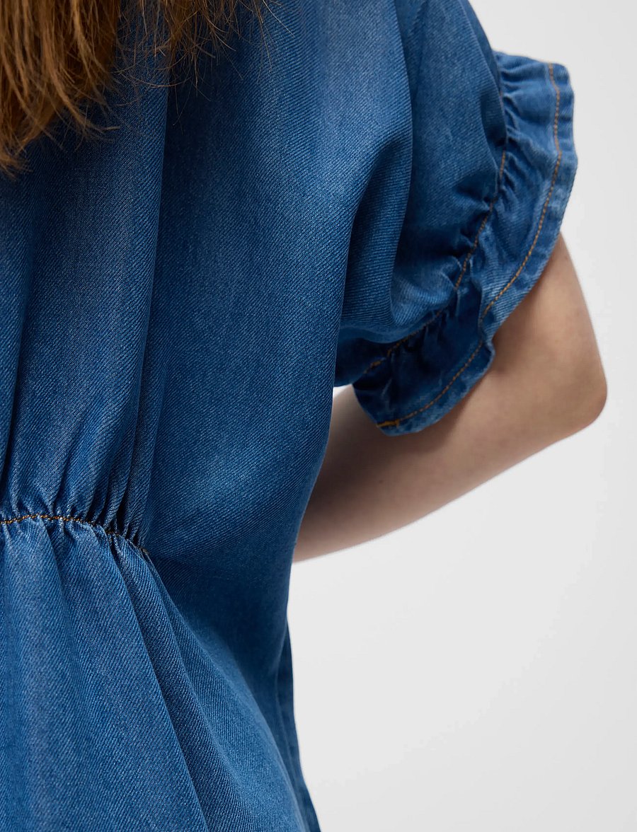 Object - OBJFRAME 2/4 V-NECK RE TOP NOOS - farkkupaidat - medium blue denim - 3
