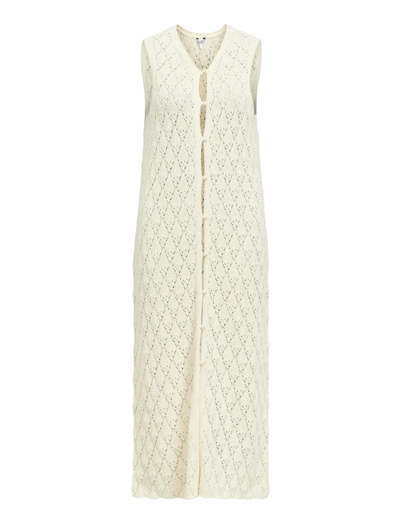 Object OBJKITTY S/L RE KNIT DRESS 144 - Strikveste - BIRCH / cream