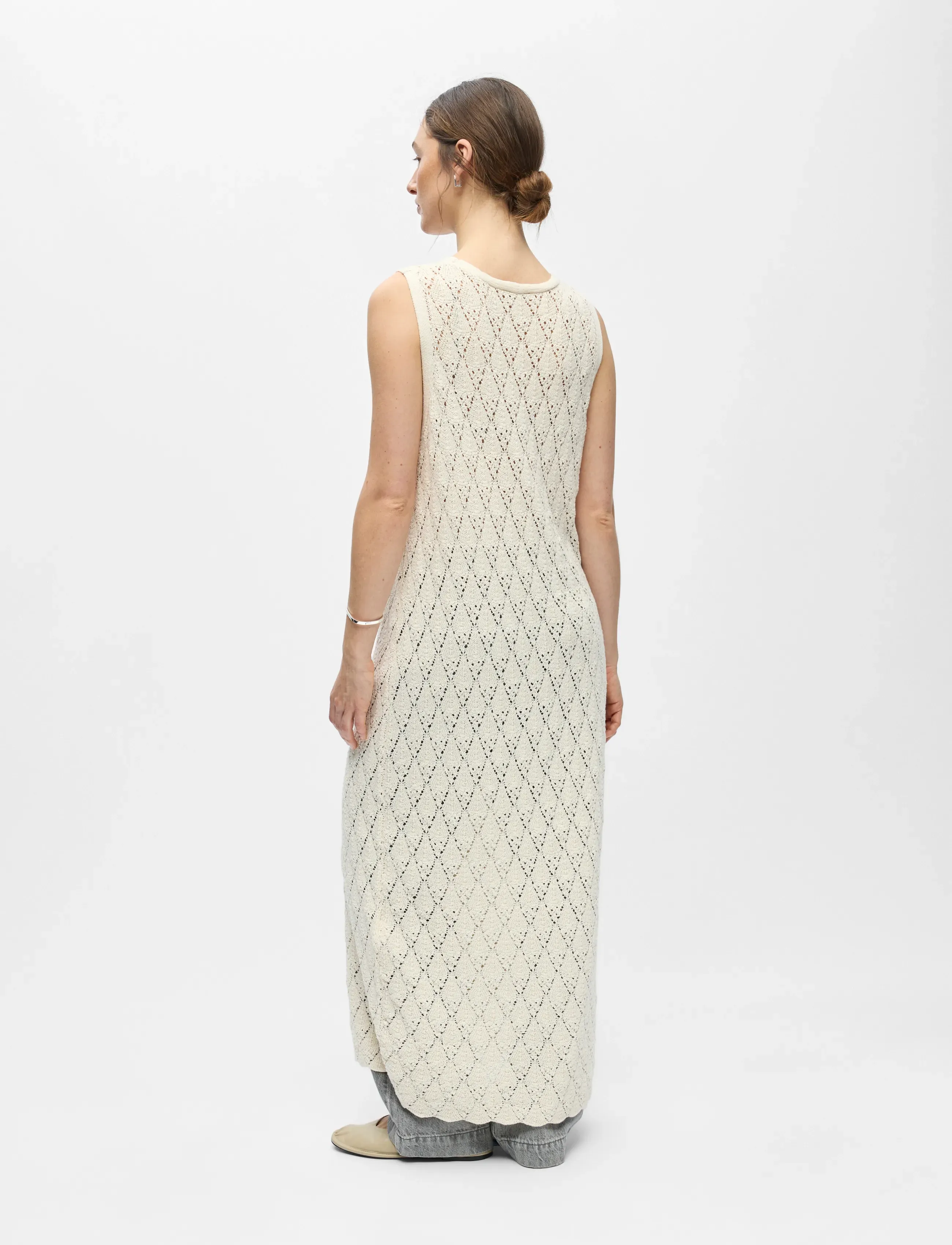 Object - OBJKITTY S/L RE KNIT DRESS 144 - strikkevester - birch - 2