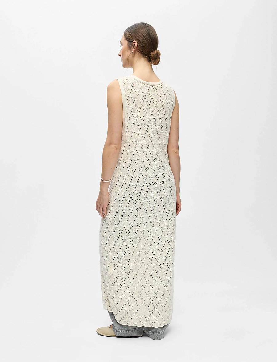 Object - OBJKITTY S/L RE KNIT DRESS 144 - strikkevester - birch - 2