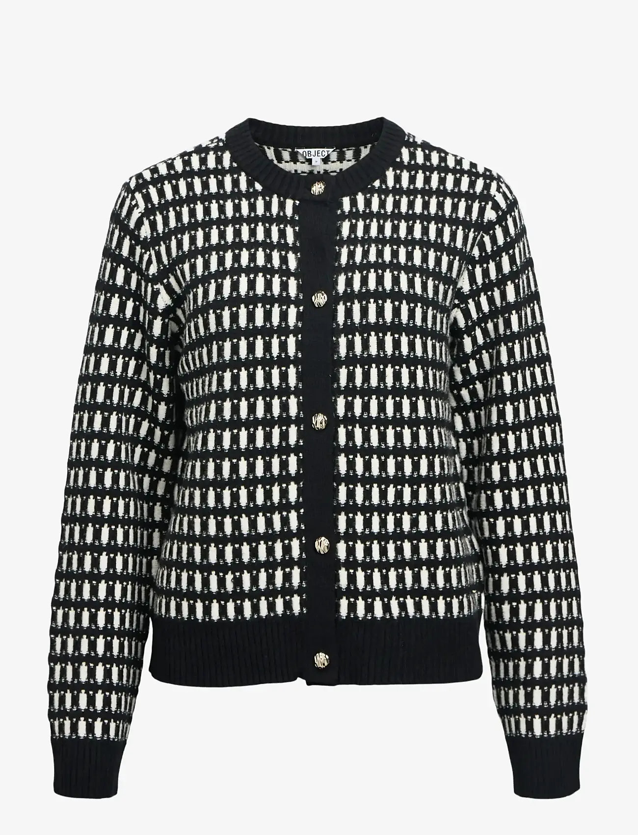 Object - OBJTHESS NOA L/S CARDIGAN E AW FAIR 25 - cardigans - black - 1