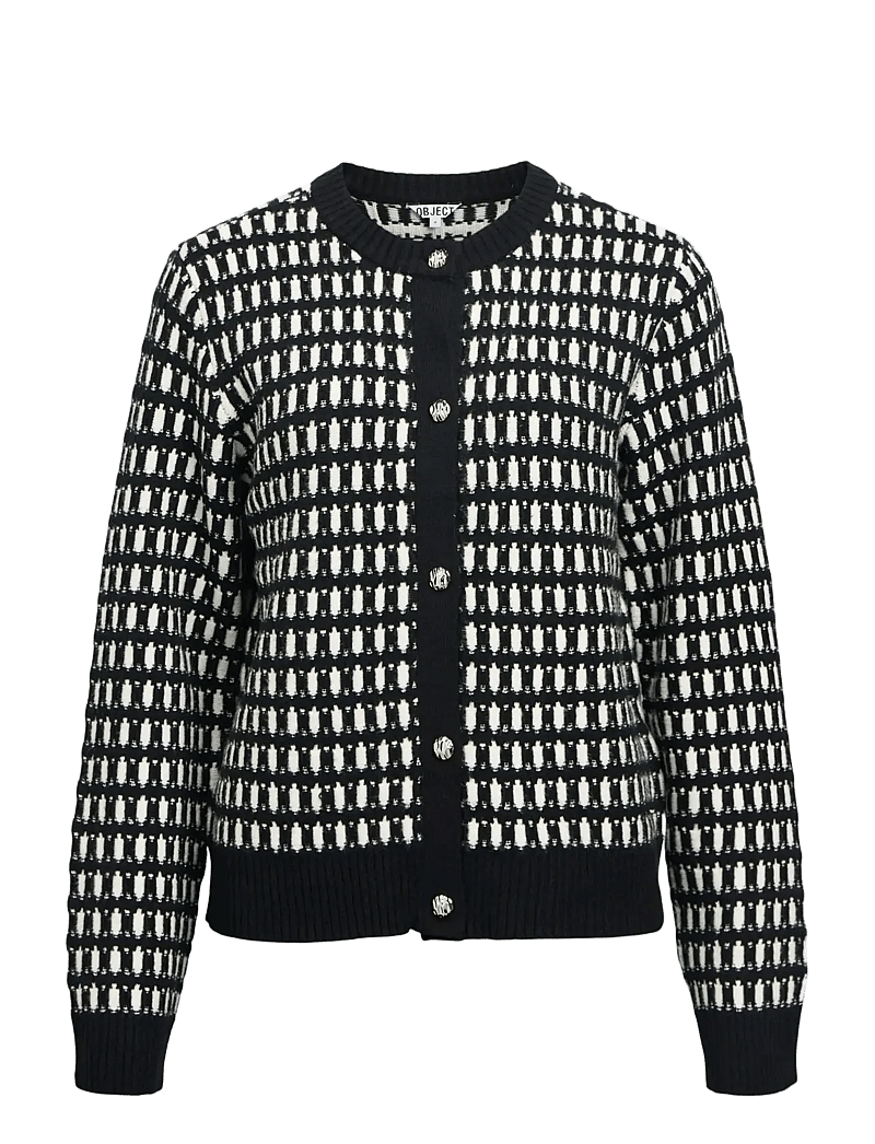 Object - OBJTHESS NOA L/S CARDIGAN E AW FAIR 25 - cardigans - black - 1