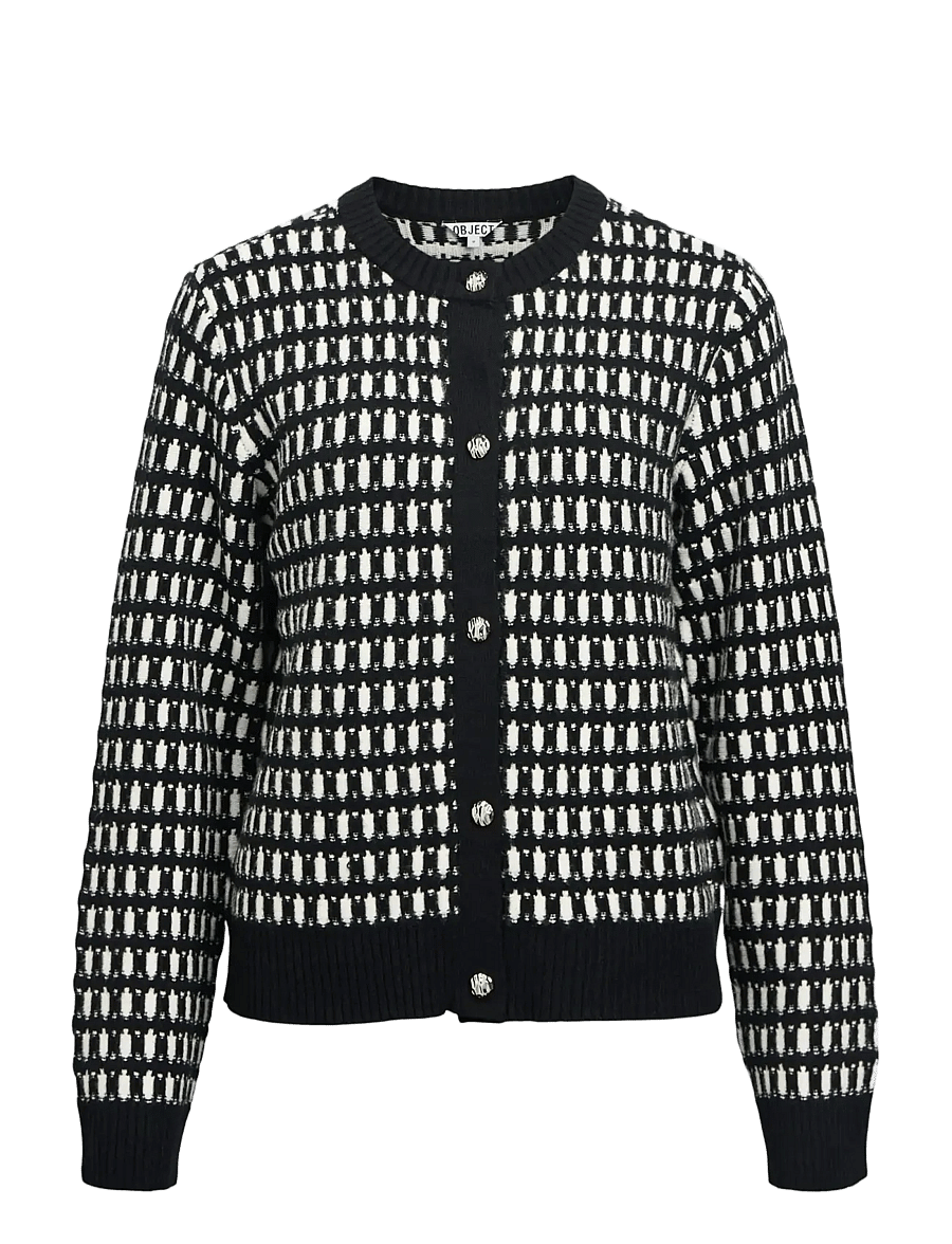 Object - OBJTHESS NOA L/S CARDIGAN E AW FAIR 25 - gilets - black - 1