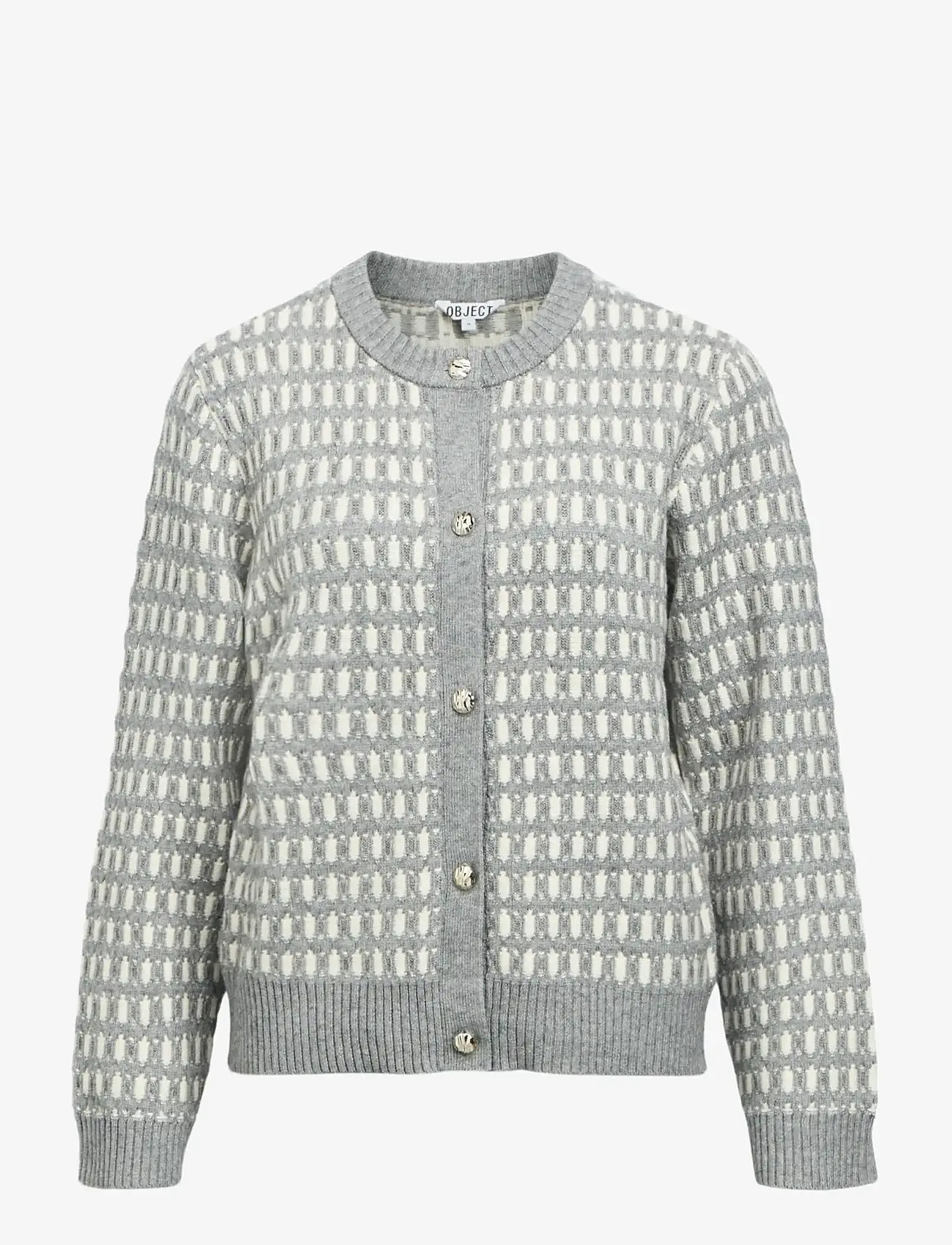 Object - OBJTHESS NOA L/S CARDIGAN E AW FAIR 25 - cardigans - medium grey melange - 1