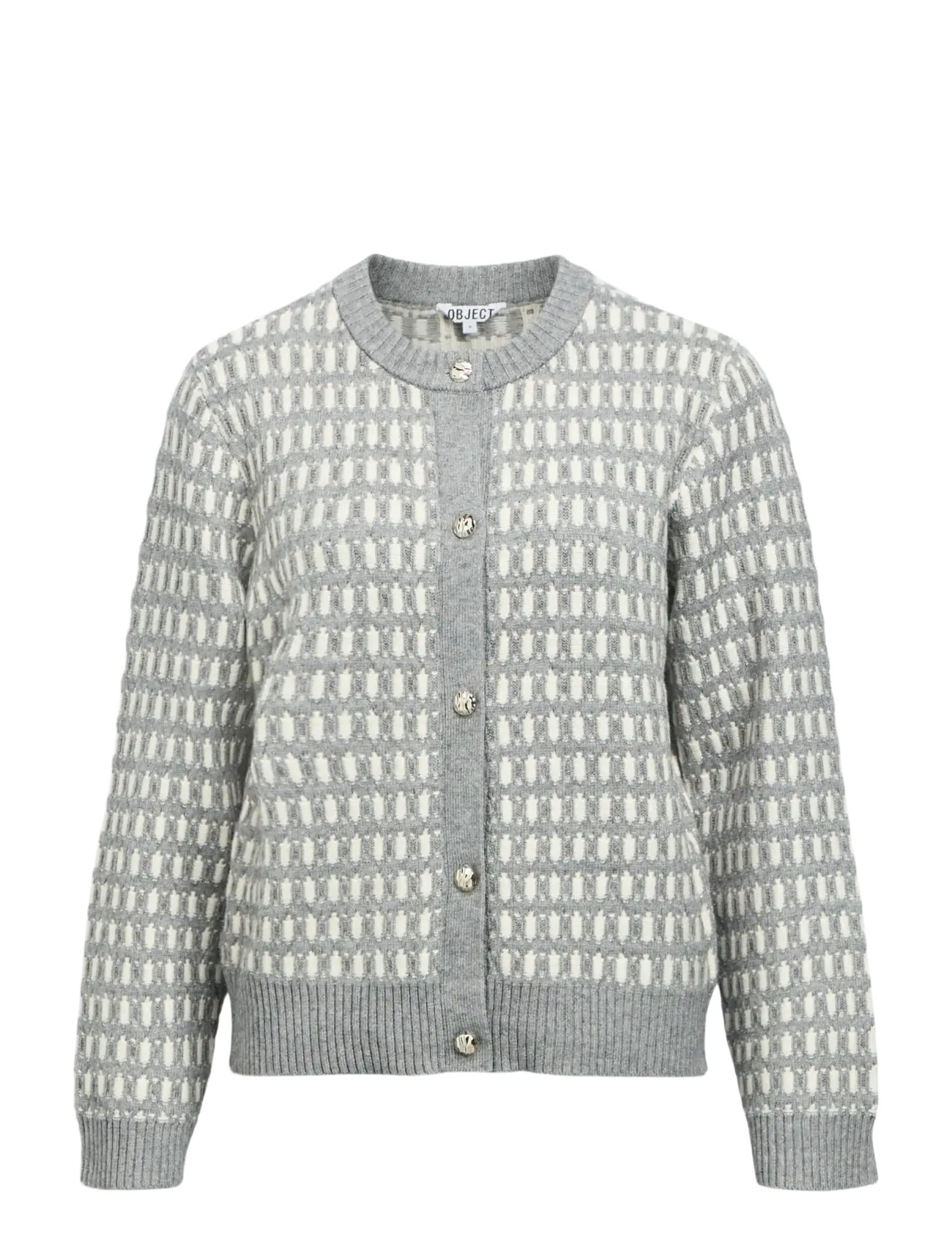 Object - OBJTHESS NOA L/S CARDIGAN E AW FAIR 25 - strickjacken - medium grey melange - 1