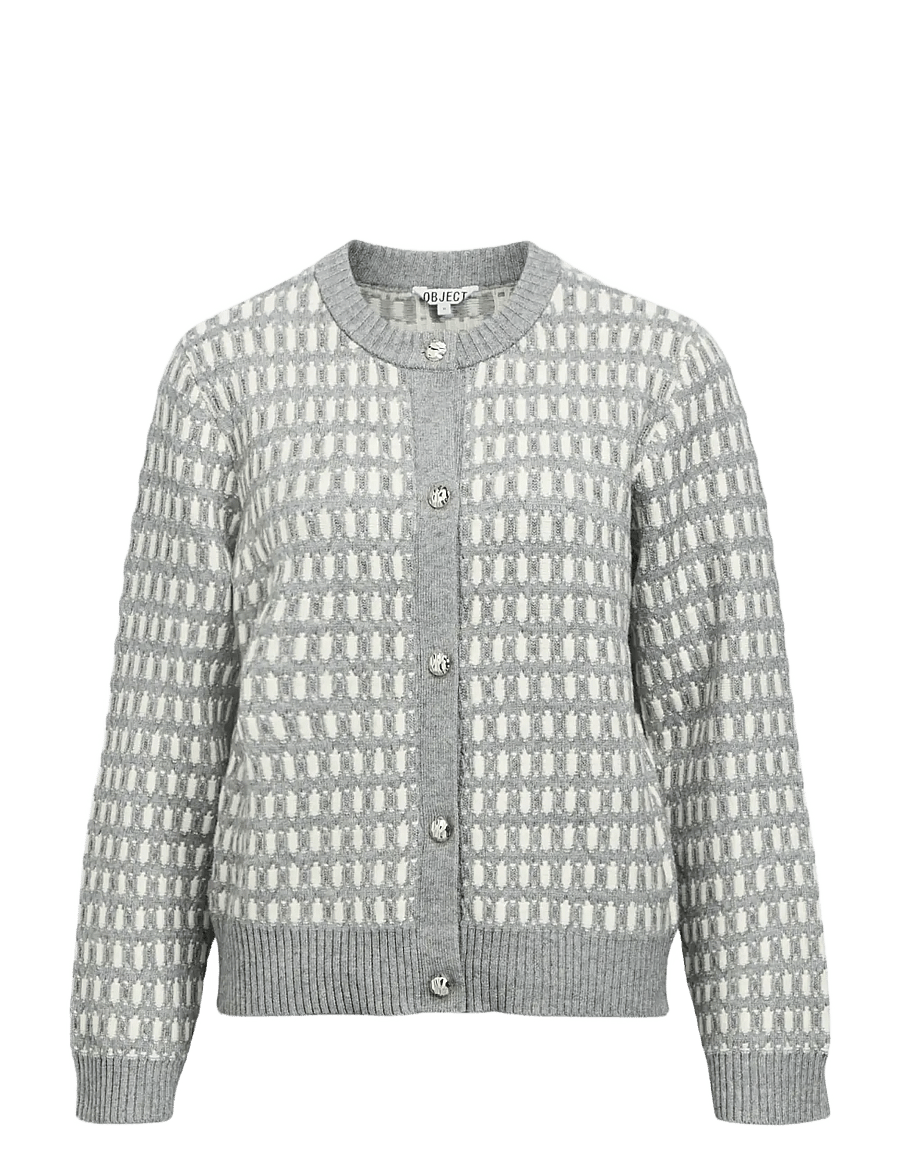 Object - OBJTHESS NOA L/S CARDIGAN E AW FAIR 25 - strickjacken - medium grey melange - 1