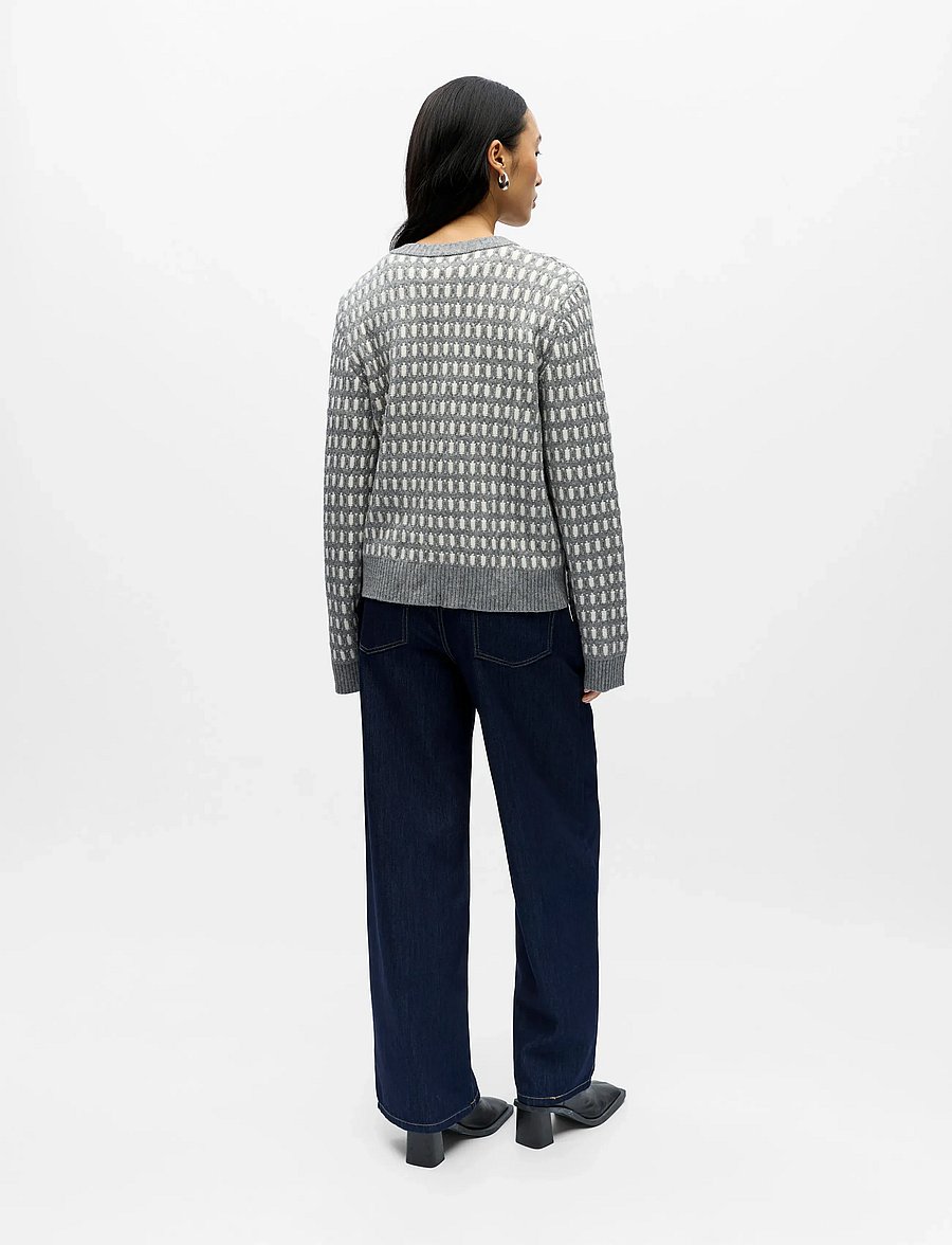Object - OBJTHESS NOA L/S CARDIGAN E AW FAIR 25 - strickjacken - medium grey melange - 2