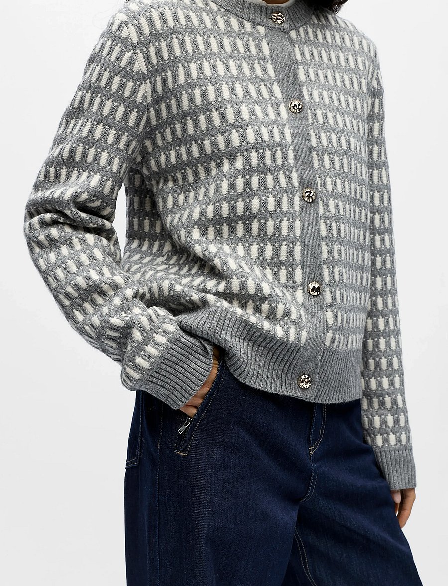 Object - OBJTHESS NOA L/S CARDIGAN E AW FAIR 25 - strickjacken - medium grey melange - 4