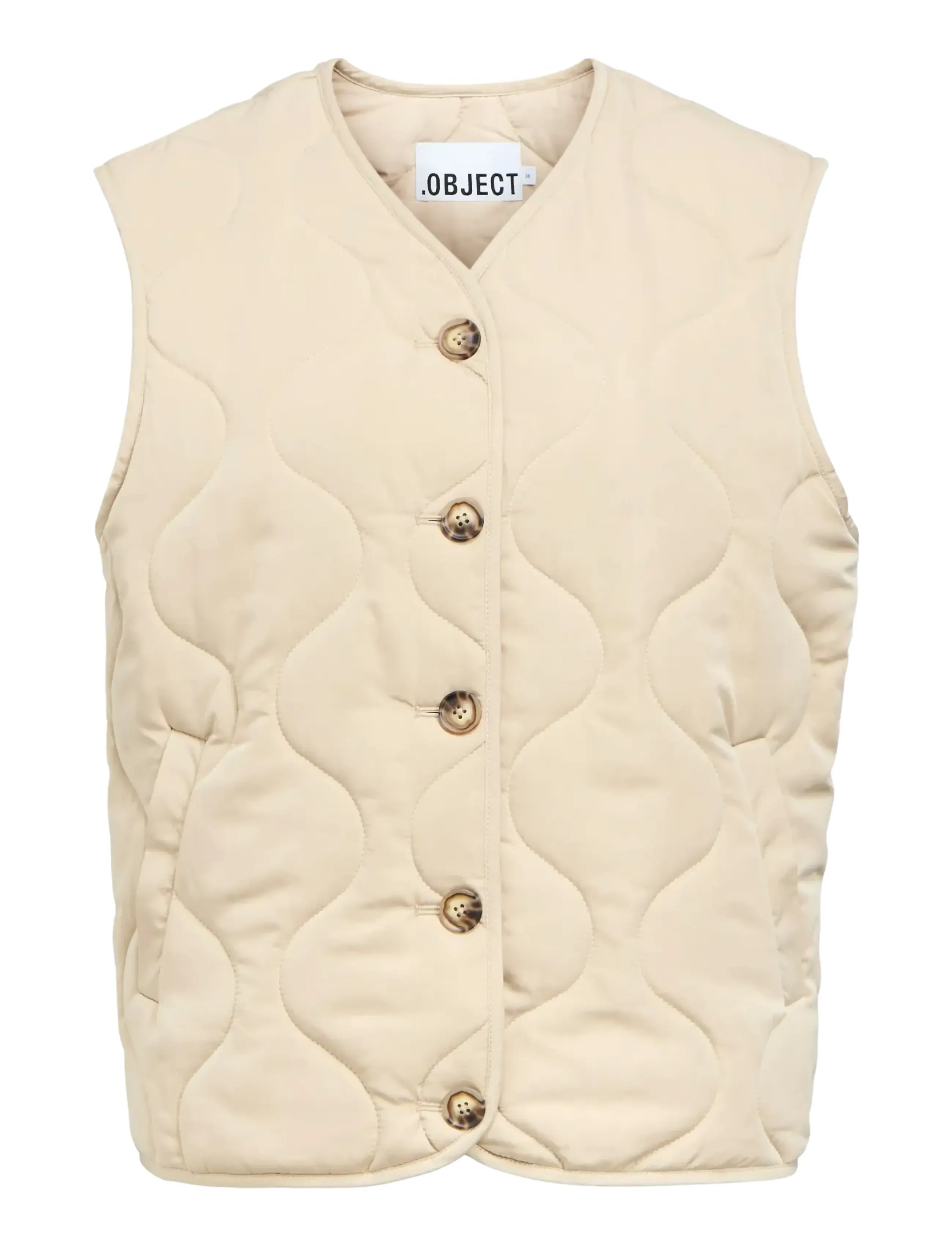 Object OBJALLIE LO QUILT WAISTCOAT E AW FAIR 25 - Kläder - HUMUS / cream
