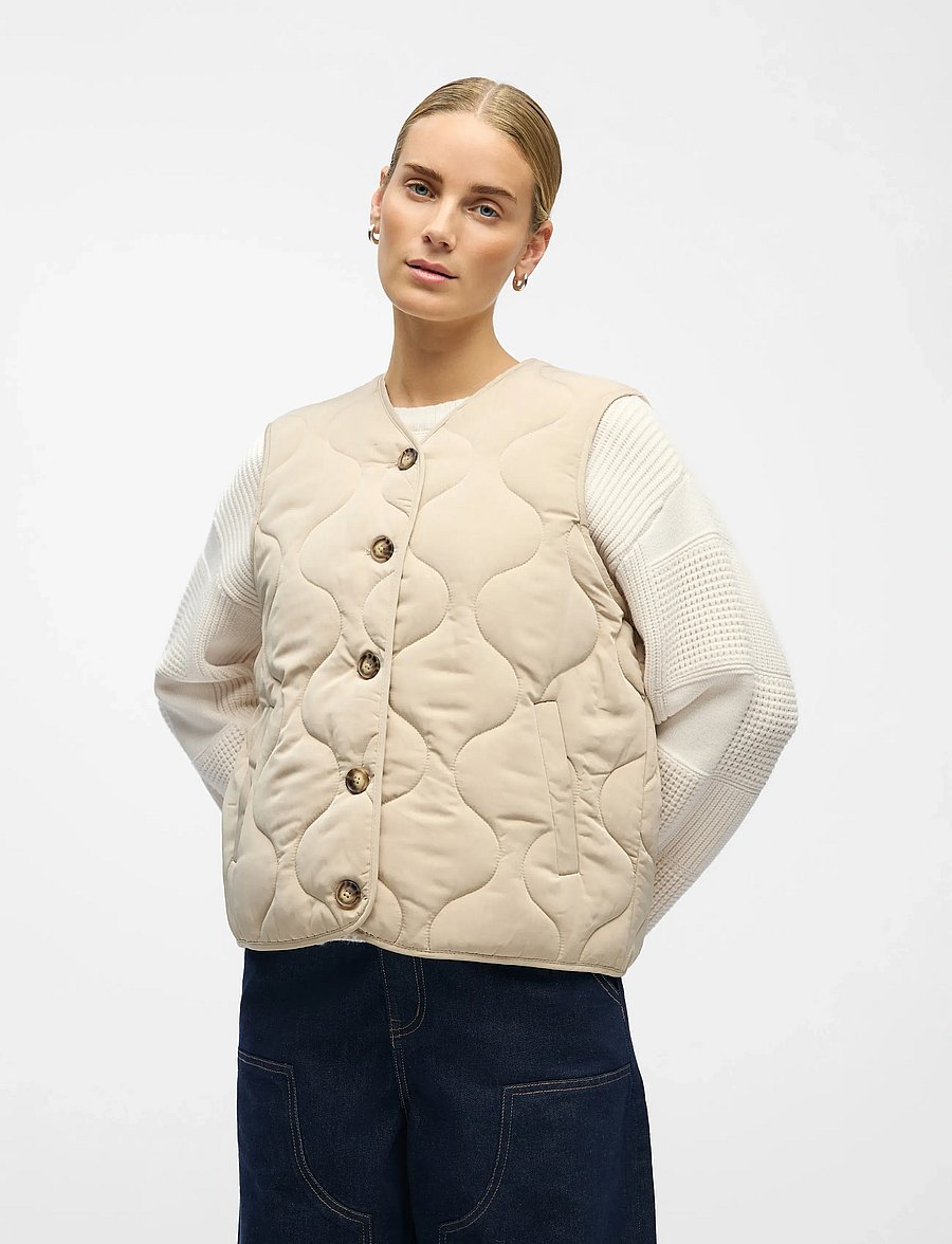 Object - OBJALLIE LO QUILT WAISTCOAT E AW FAIR 25 - vårjackor - humus - 0