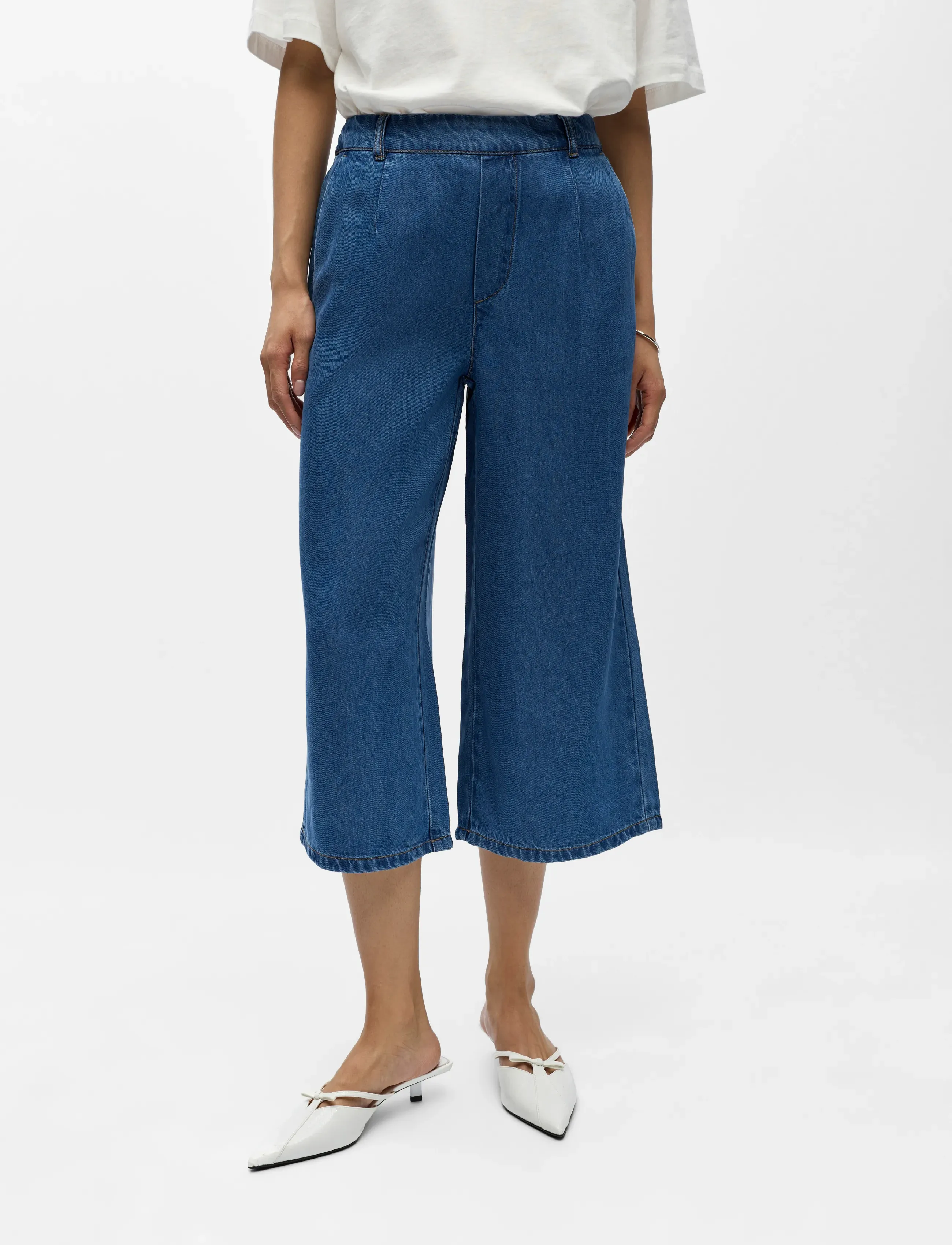 Object OBJFRAME MW CULOTTE PANT NOOS - Culottes - MEDIUM BLUE DENIM / blue