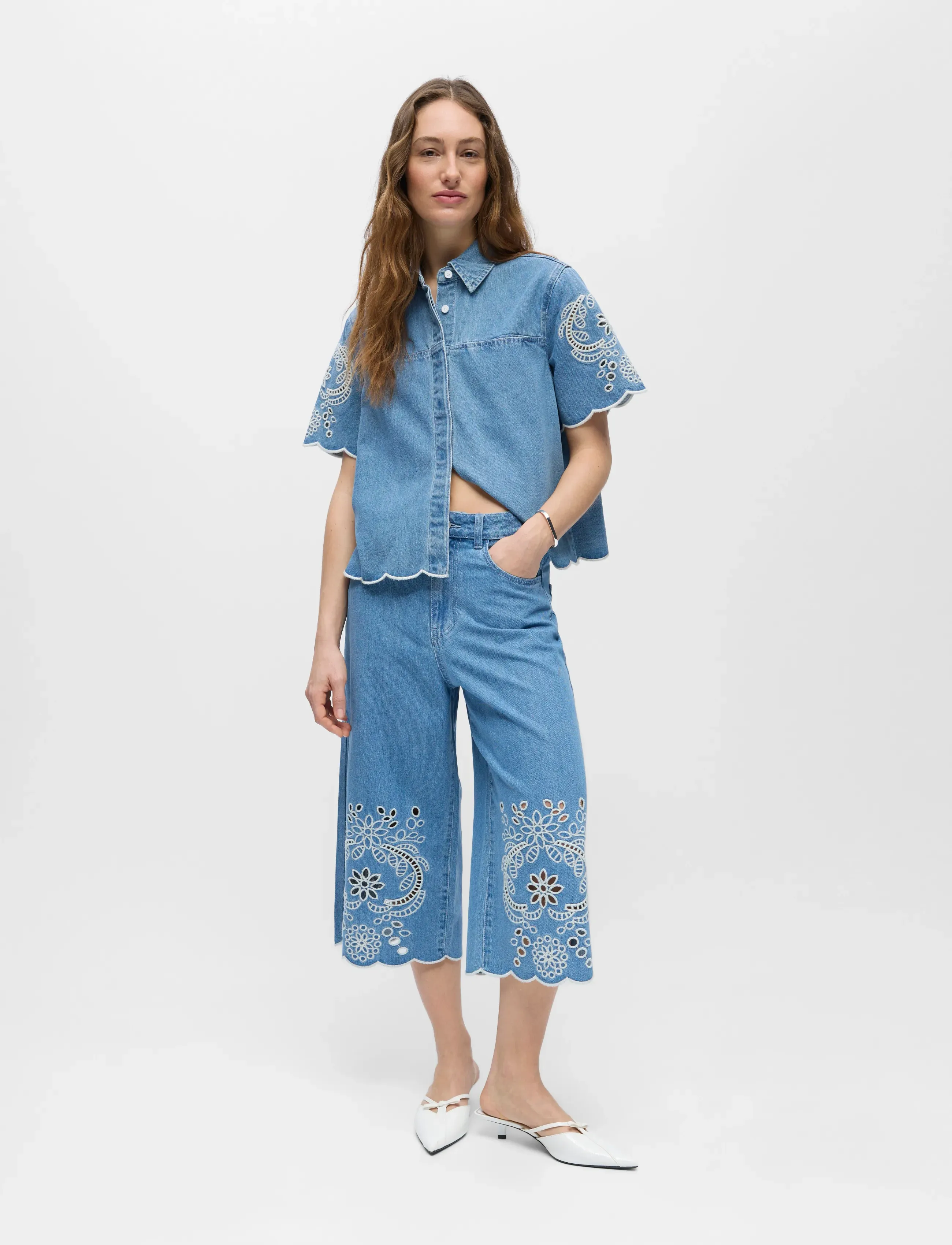 Object Objidda Bermuda Denim Shorts 144, 36, Blue, Shorts > Bermudas, Dame