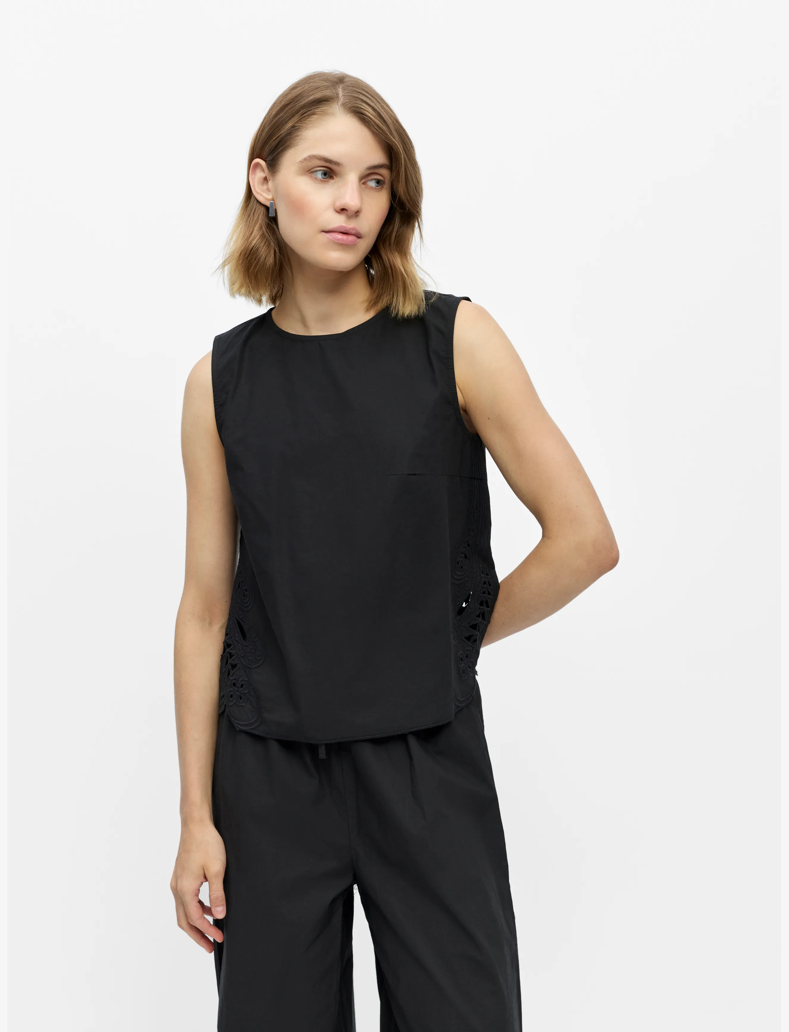 Object Objmadia Sl Re Top 144, 38, Blouses, Schwarz - Sleeveless, Frauen