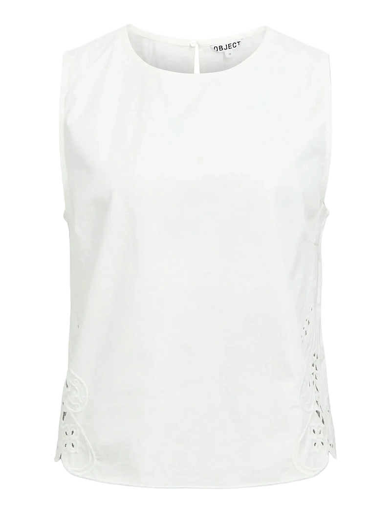 Object - OBJMADIA SL RE TOP 144 - sleeveless blouses - cloud dancer - 0