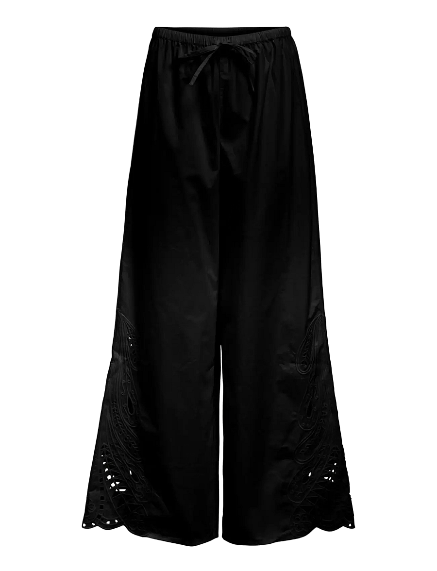 Object - OBJMADIA MW WIDE PANT 144 - bukser med brede ben - black - 0