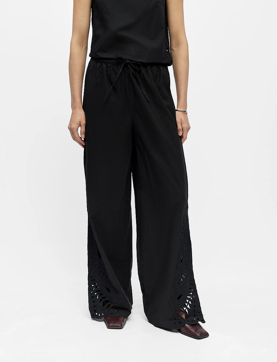 Object - OBJMADIA MW WIDE PANT 144 - hosen mit weitem bein - black - 3