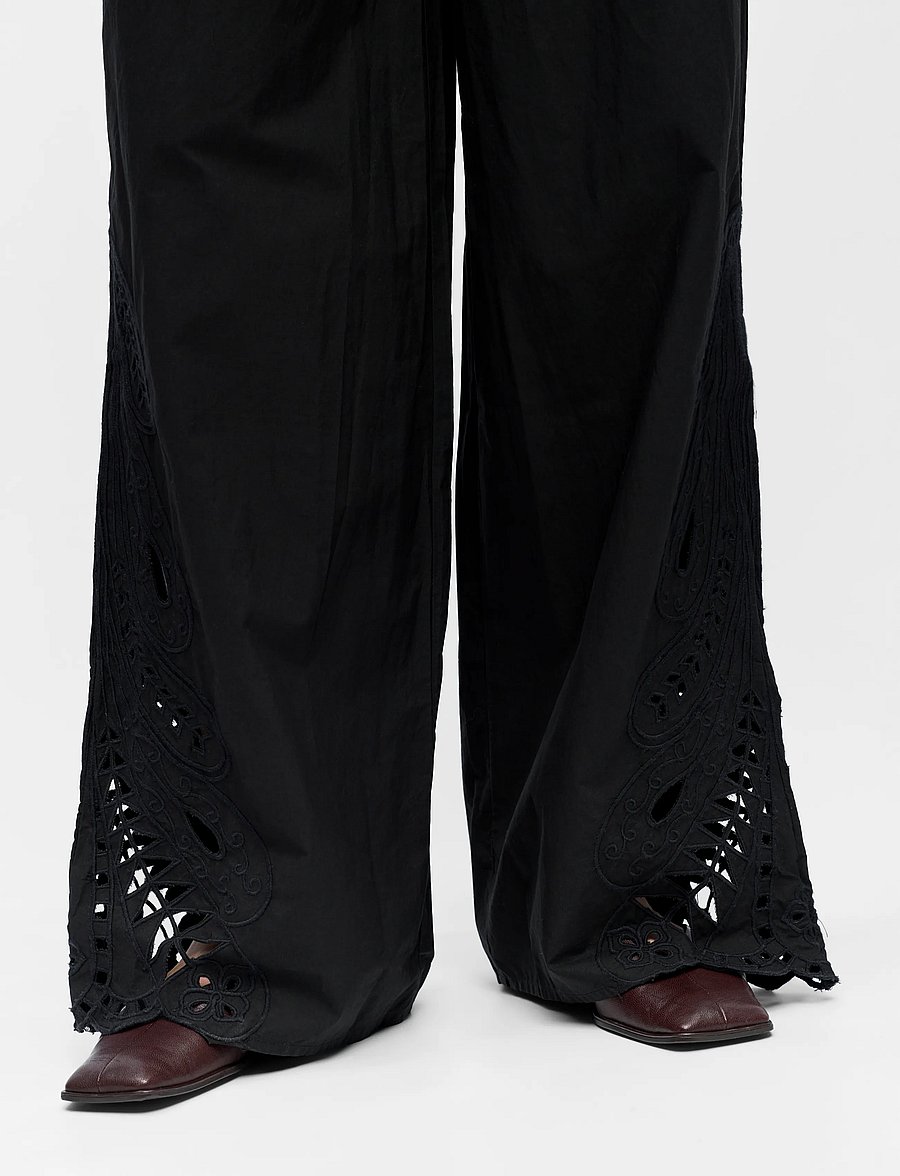 Object - OBJMADIA MW WIDE PANT 144 - hosen mit weitem bein - black - 4