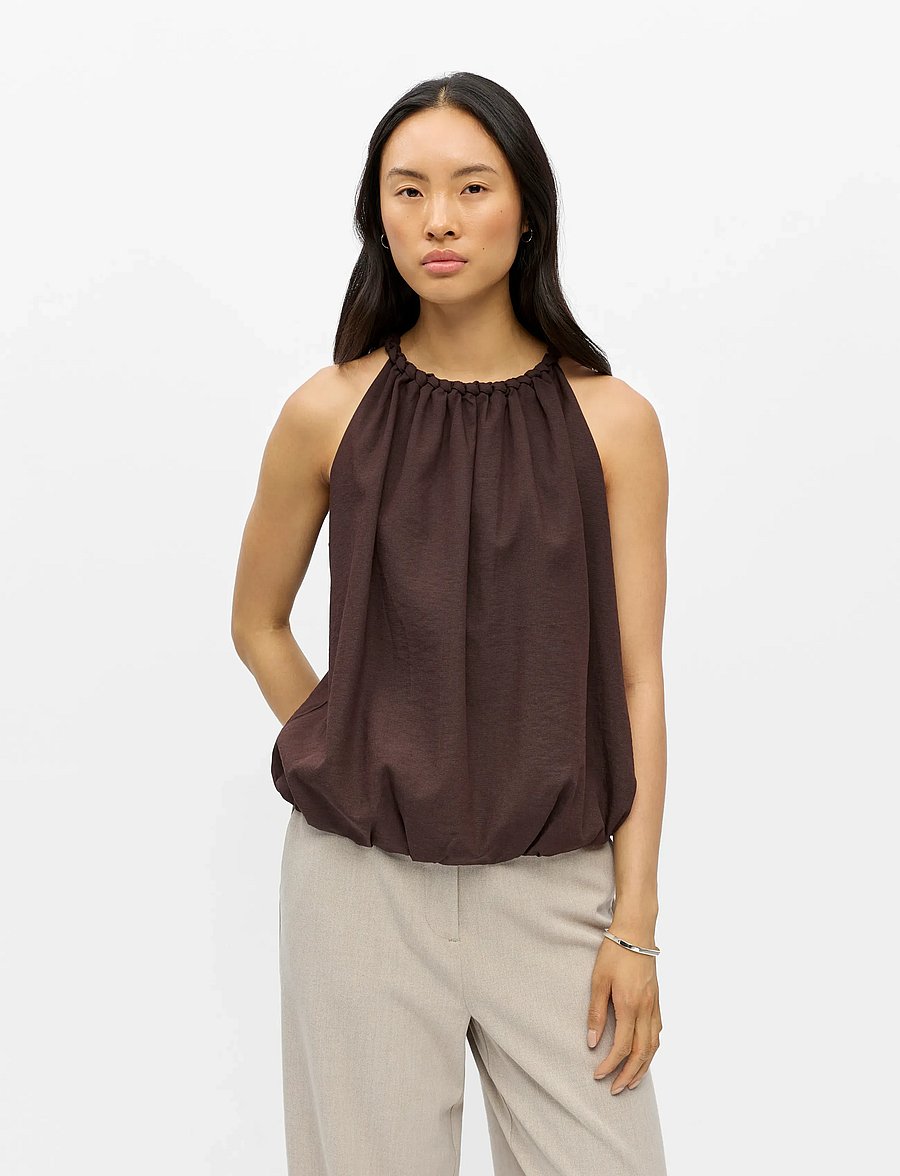 Object - OBJJOLLY RE S/L TOP 145 - linnen - seal brown - 3