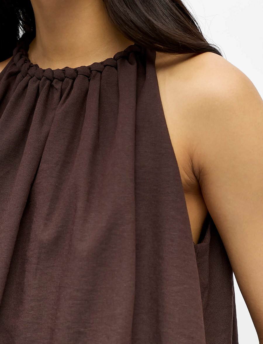 Object - OBJJOLLY RE S/L TOP 145 - linnen - seal brown - 4